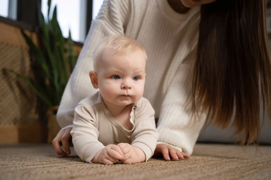Baby lying on mat