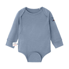 ClimaCuddle® Baby Bodysuit Long Sleeve - Merino Wool & Rayon From Bamboo- Misty Blue