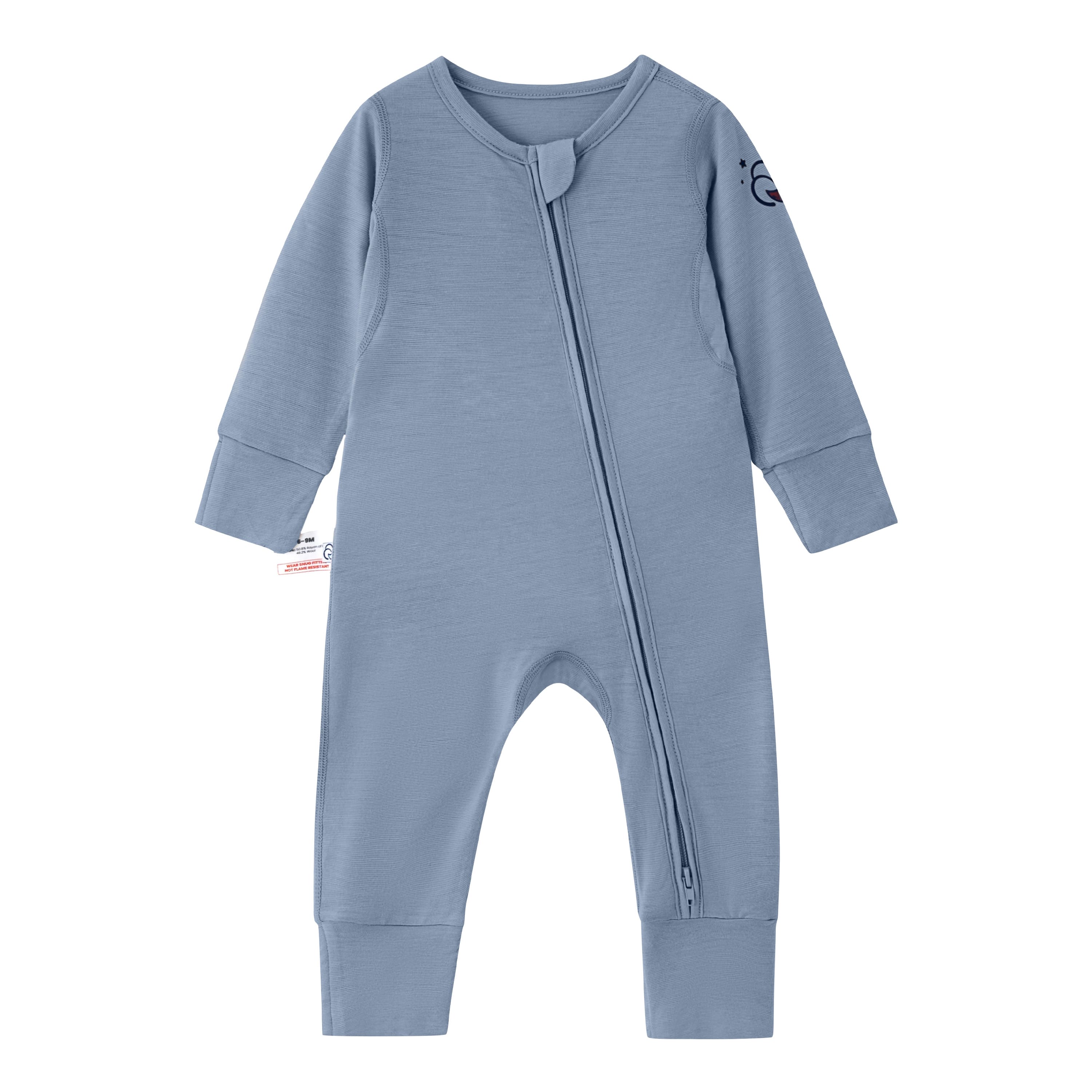 ClimaCuddle Zipped Baby Romper - Merino Wool & Rayon Bamboo - Misty Blue