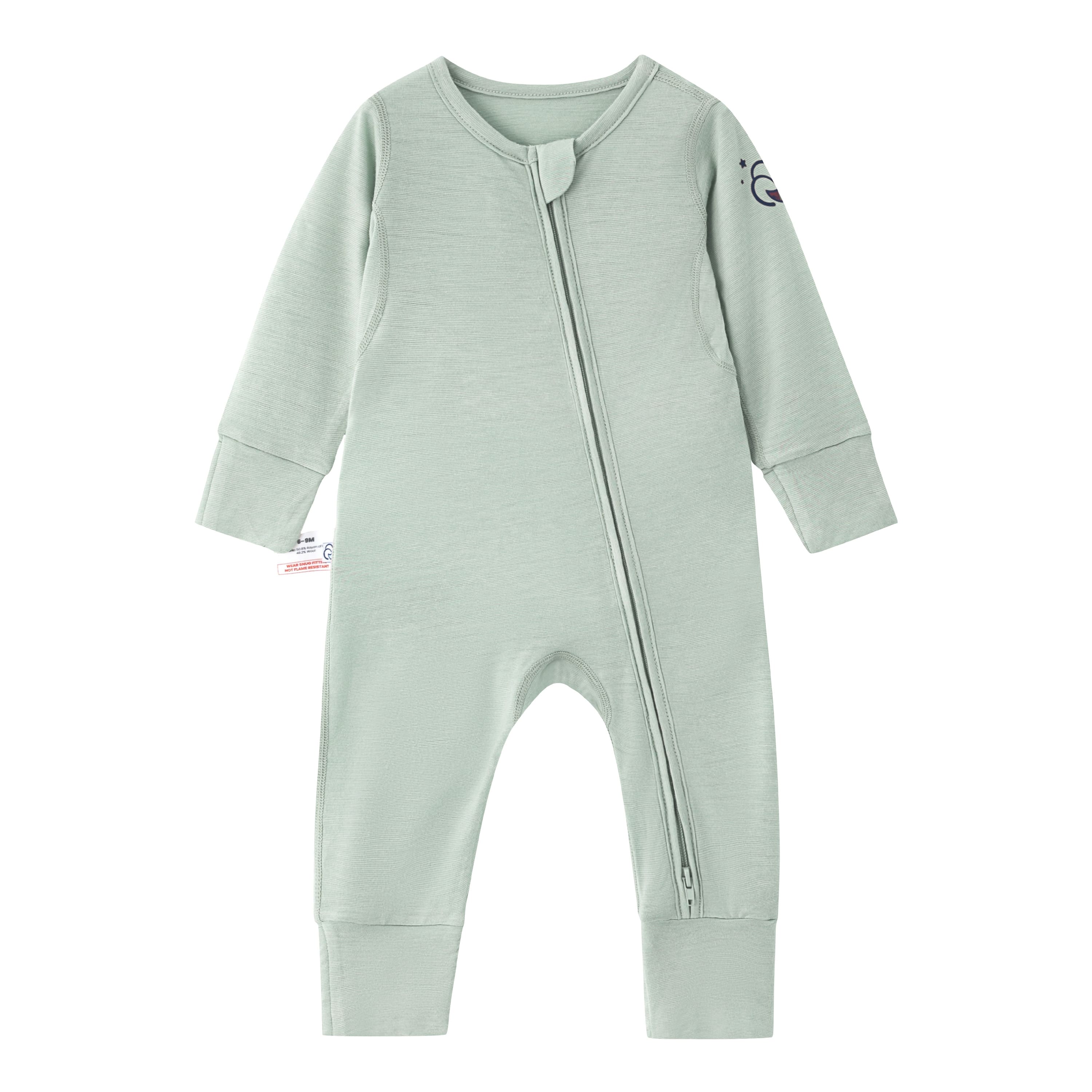 ClimaCuddle Zipped Baby Romper - Merino Wool & Rayon Bamboo - Pea Green
