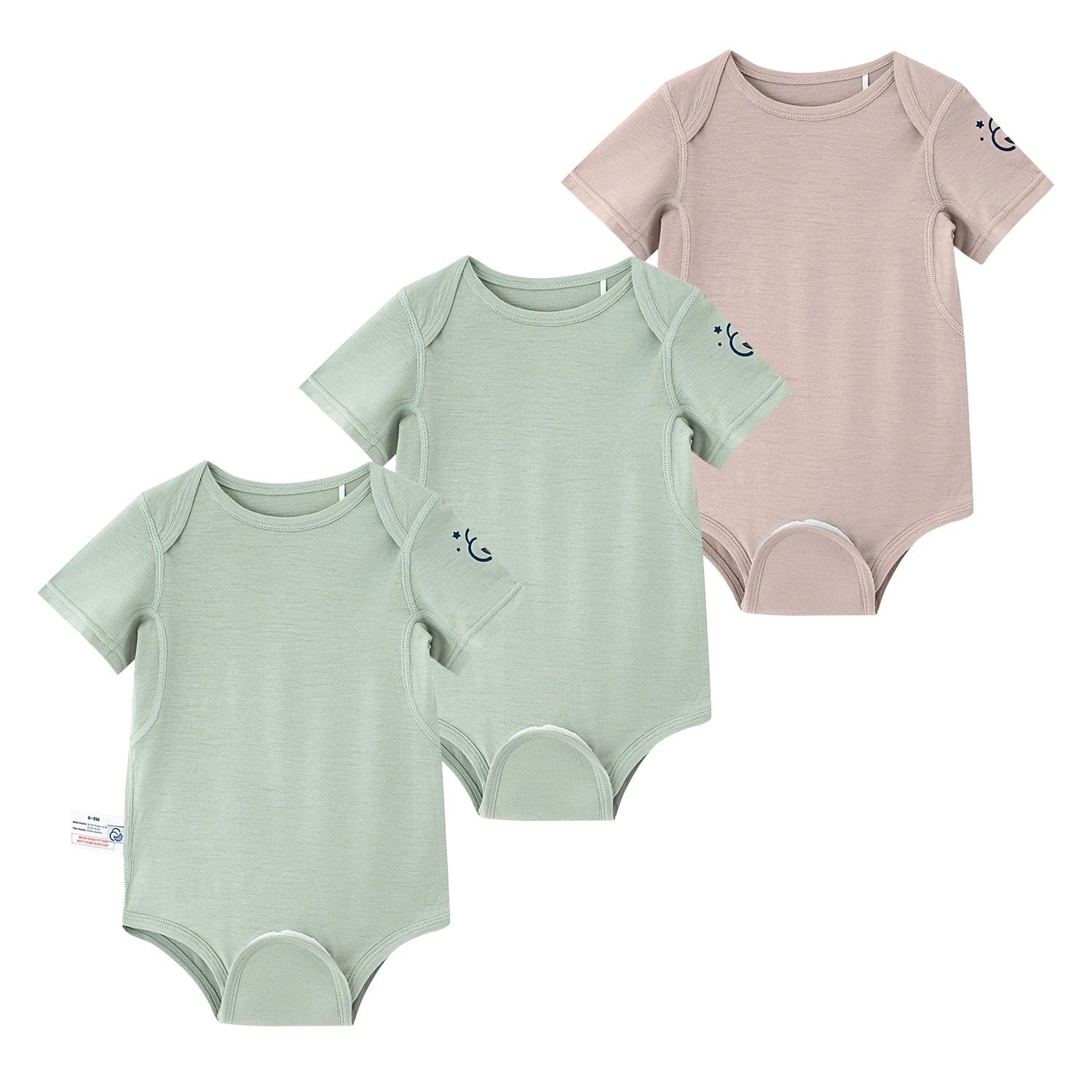 ClimaCuddle® Baby Bodysuit 3- Pack Bundle Short Sleeve - Merino Wool & Bamboo Rayon