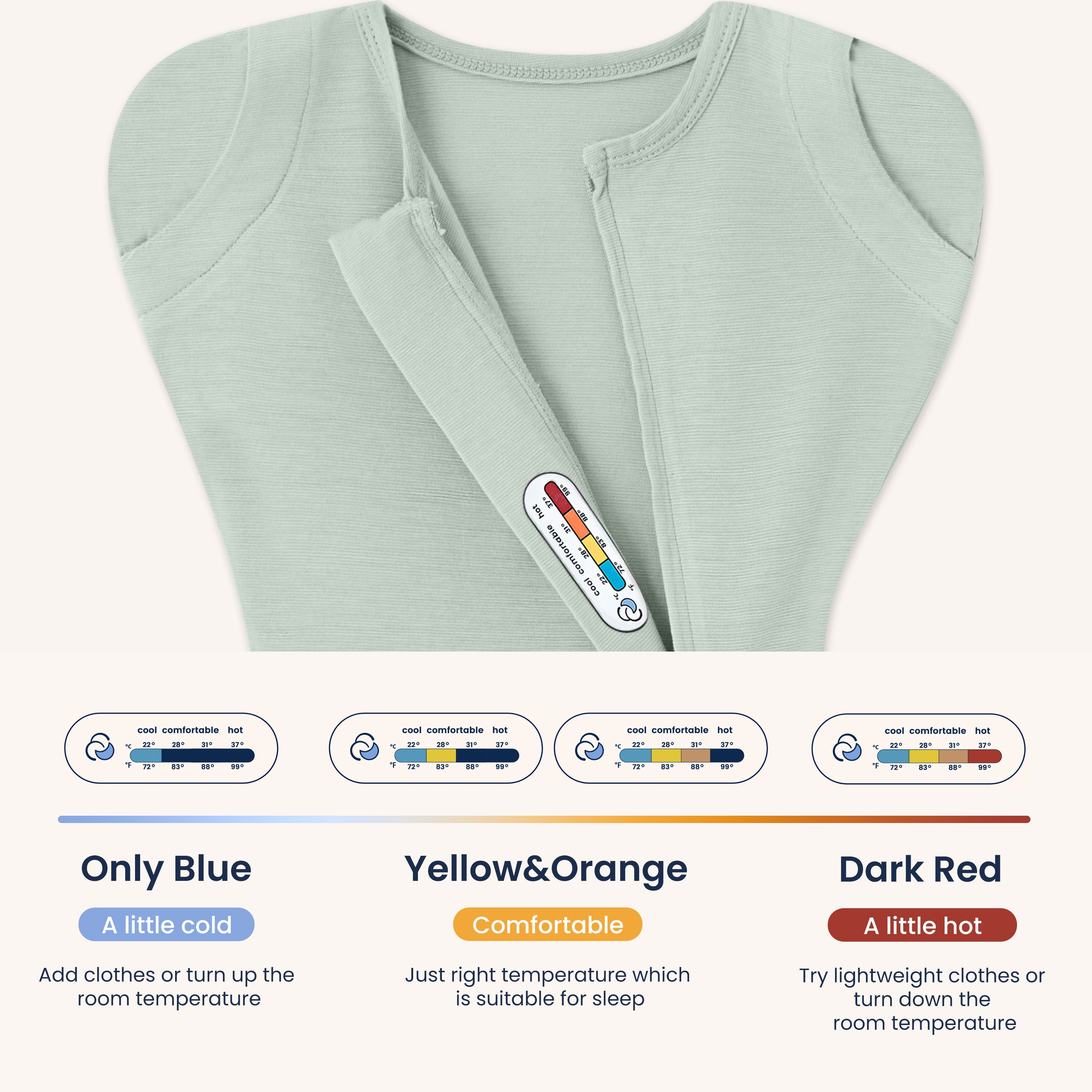 ClimaCuddle™ Swaddle 2-in-1 0.5 TOG - Merino Wool & Rayon Bamboo - Pea Green&MIsty Blue