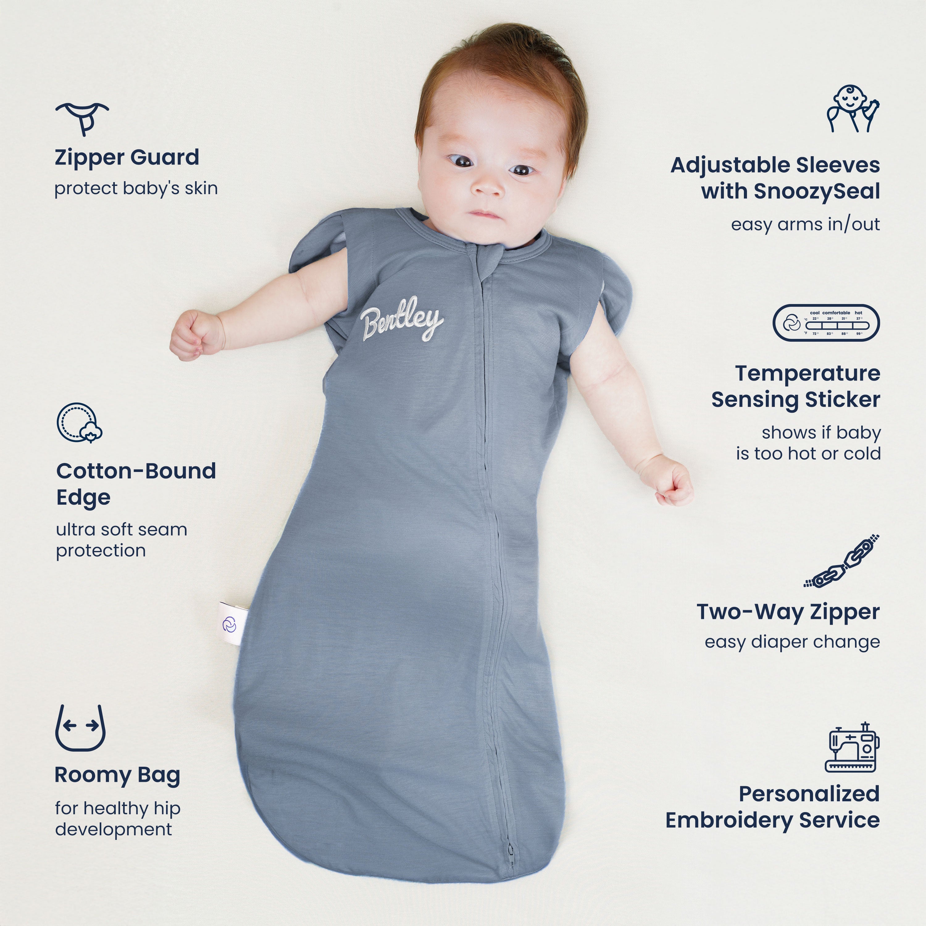 ClimaCuddle™ Swaddle 2-in-1 0.5 TOG - Merino Wool & Rayon Bamboo - Pea Green&MIsty Blue