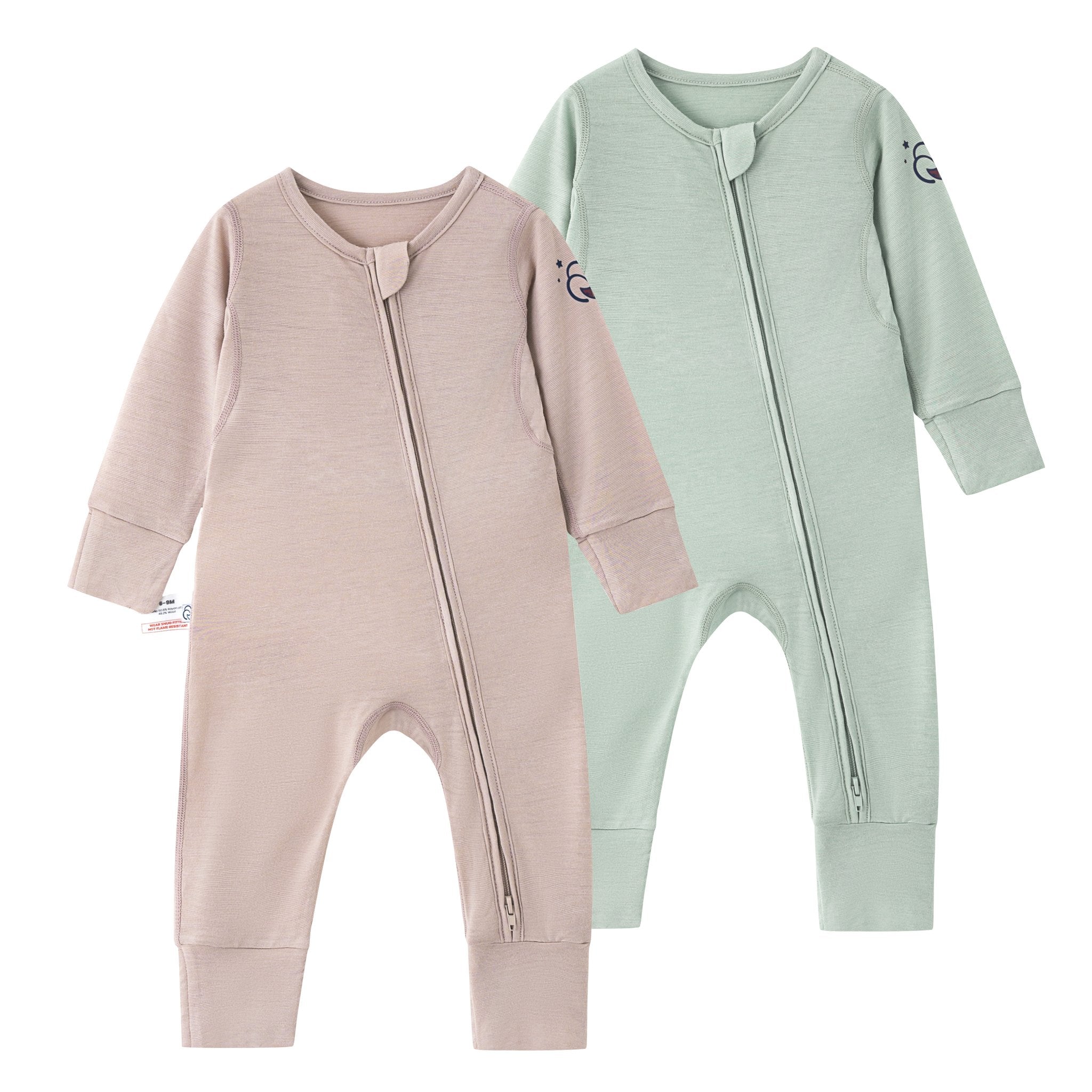 ClimaCuddle® Zipped Baby Romper - Merino Wool & Bamboo Rayon 2-Pack Bundle