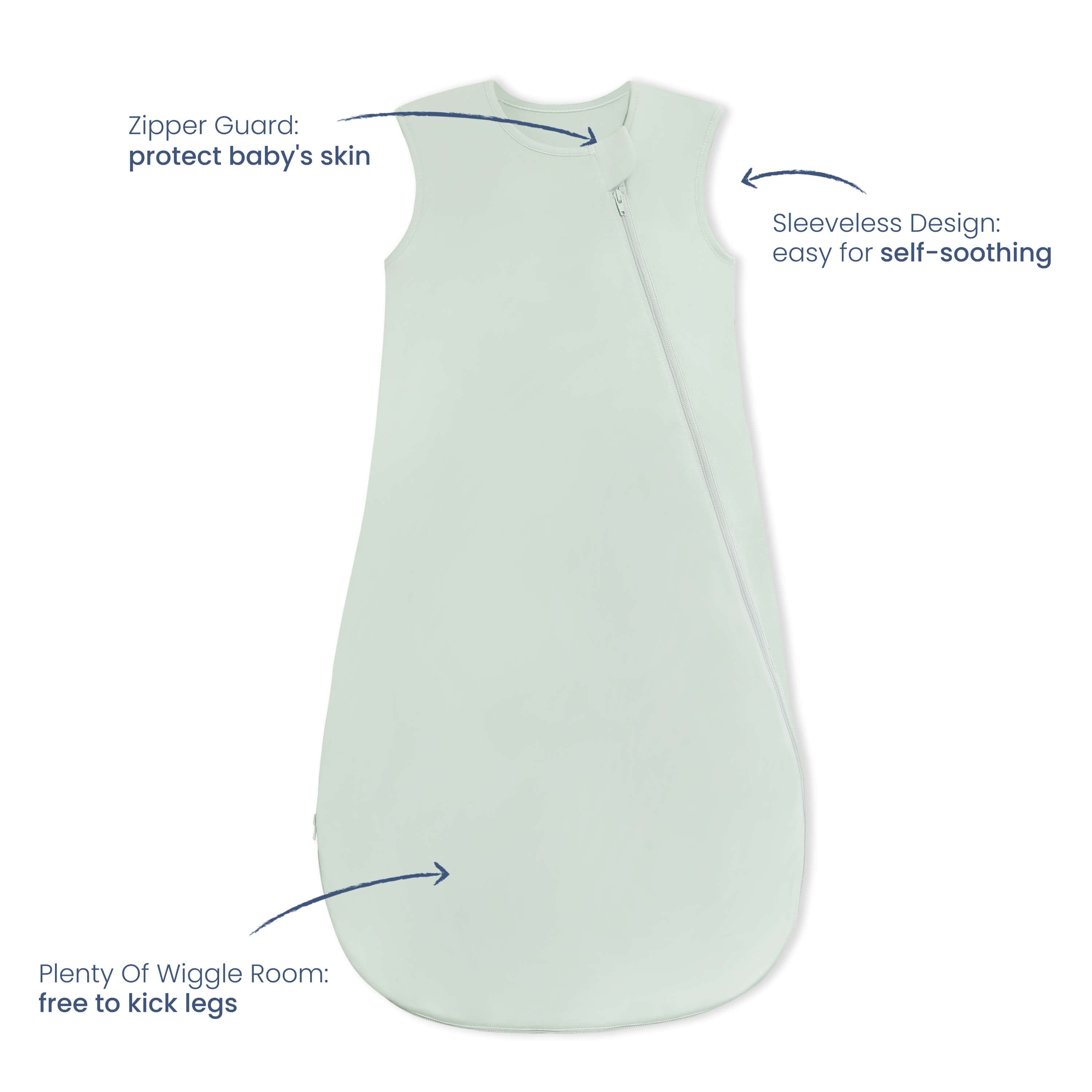 Organic Sleeveless Sleep Sack 0.5 TOG - Pea Green