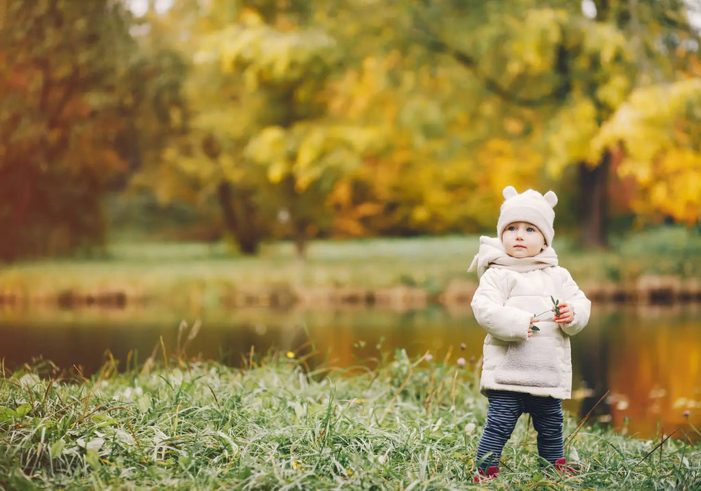 Little girl in the autumn park