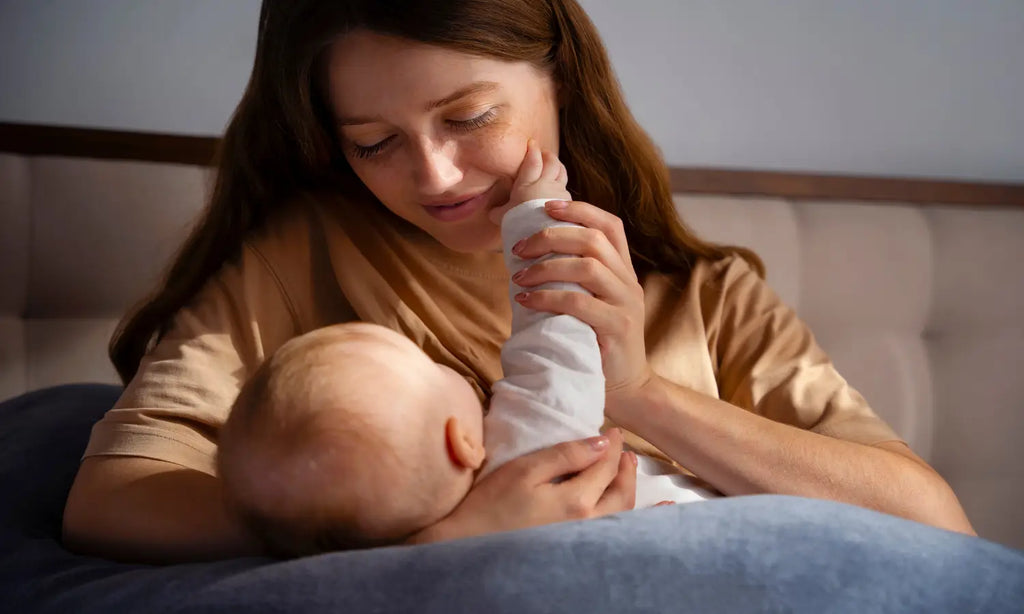 Medium shot mother with cute newborn