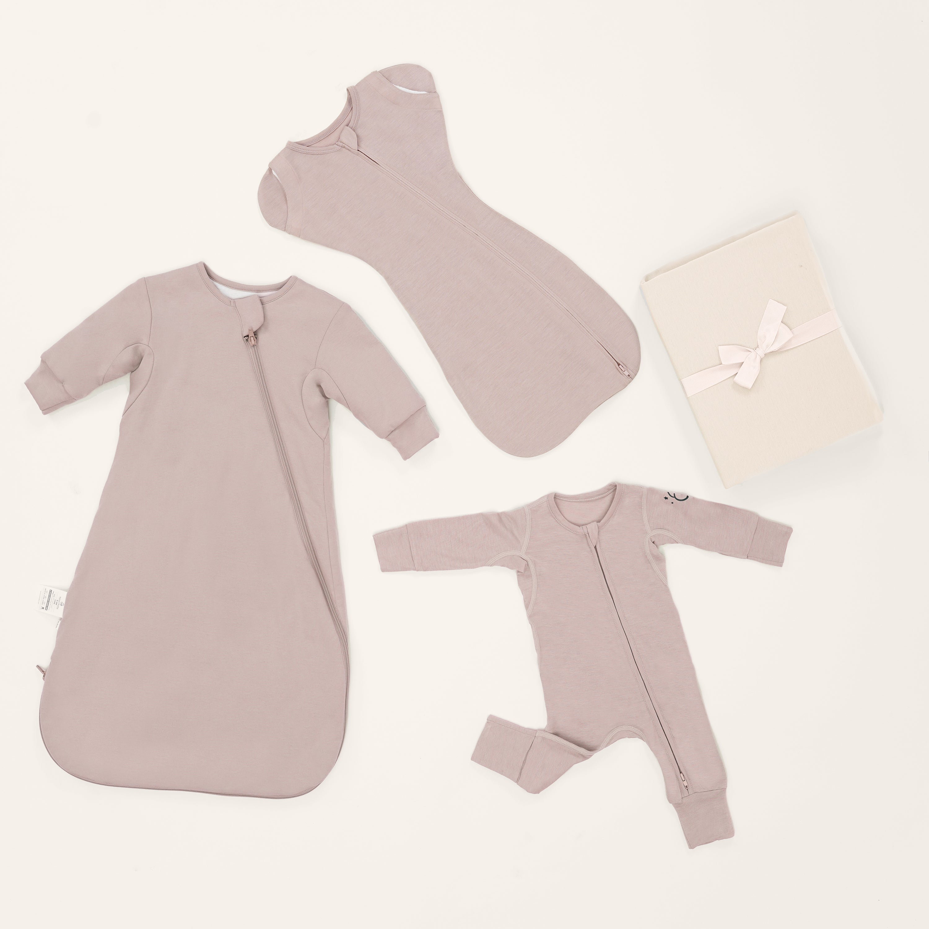 Newborn Bundle - ClimaCuddle™ Bodysuit+Romper+Camel Wool Sleep Sack+Crib Sheet -Pink
