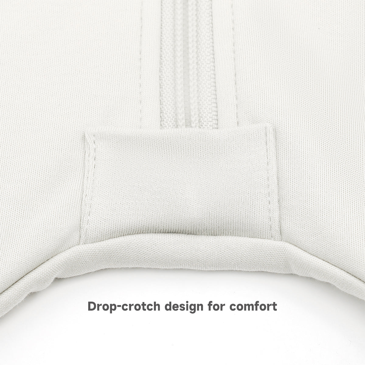 Organic Cotton Sleeveless Zip Sleep sack with legs 1.0 TOG - Milk White - Feature