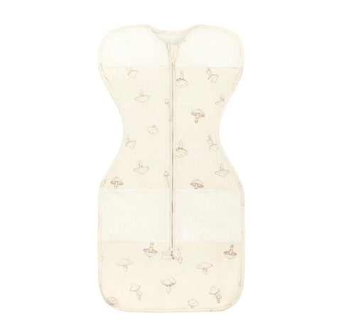 Organic Newborn Swaddle With Mesh Cotton - Creamy Mushroom
