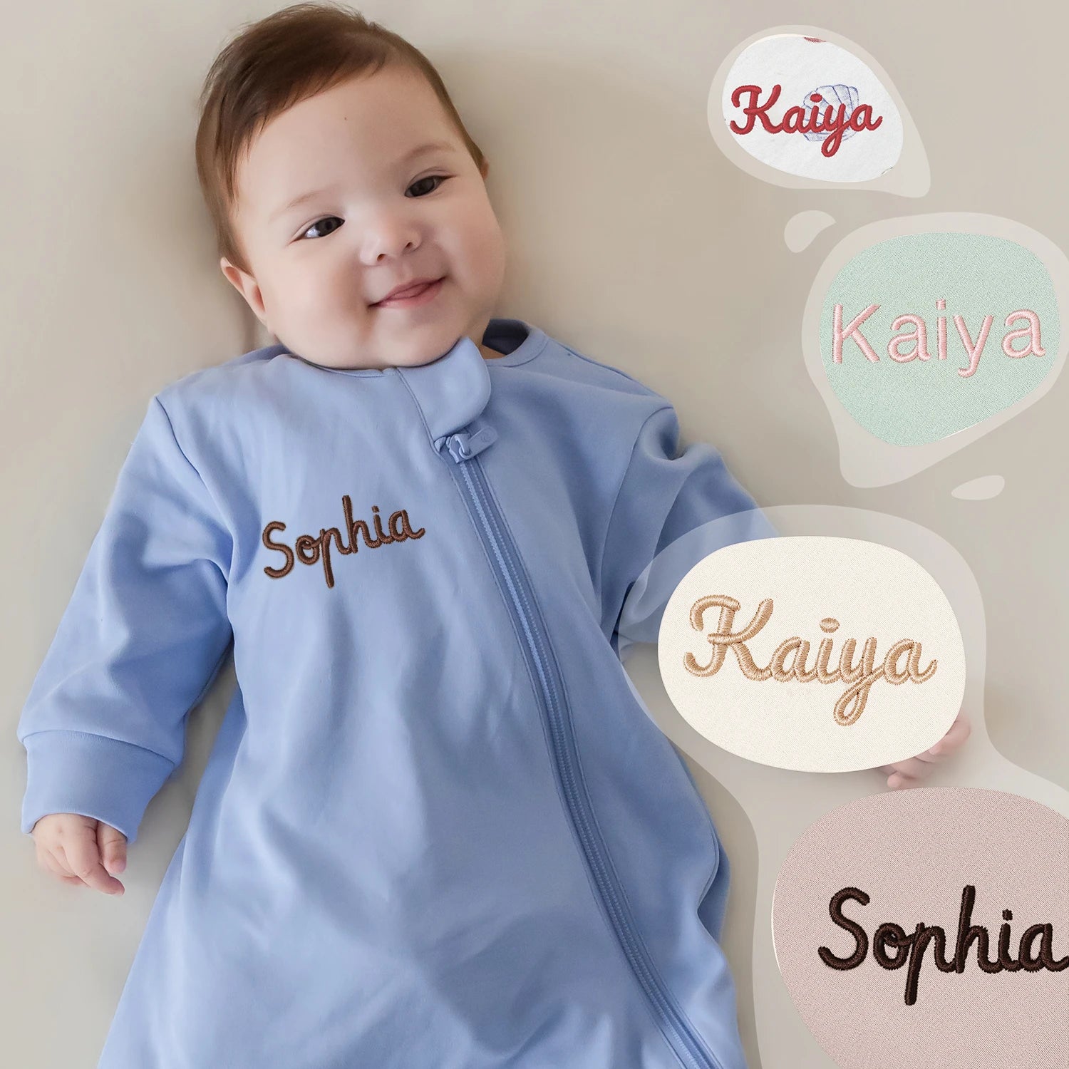 Organic Long Sleeve Sleep Sack 0.5 TOG -Quiet Sky embroidery