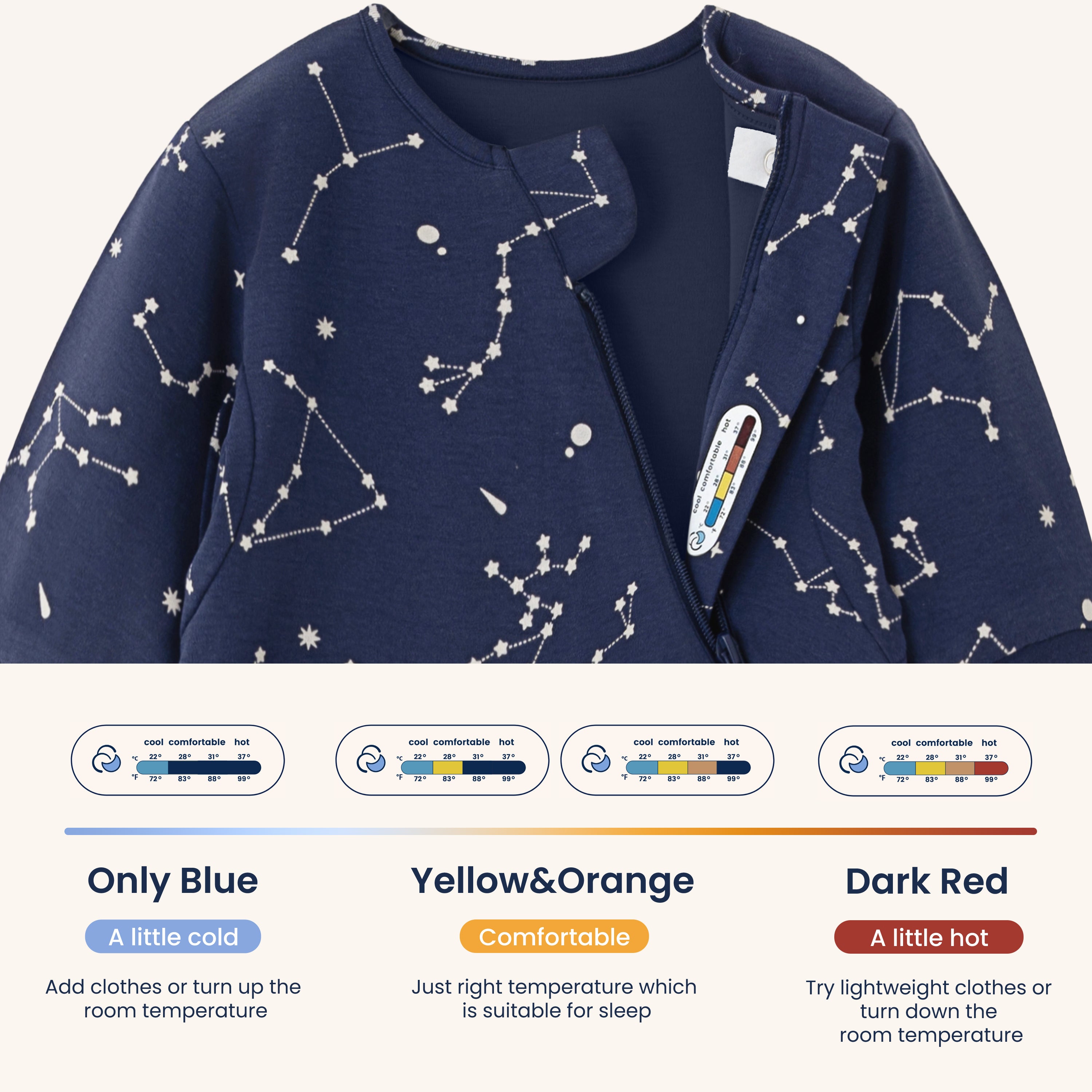 Organic Long Sleeve Sleep Sack 0.5 TOG - Constellation