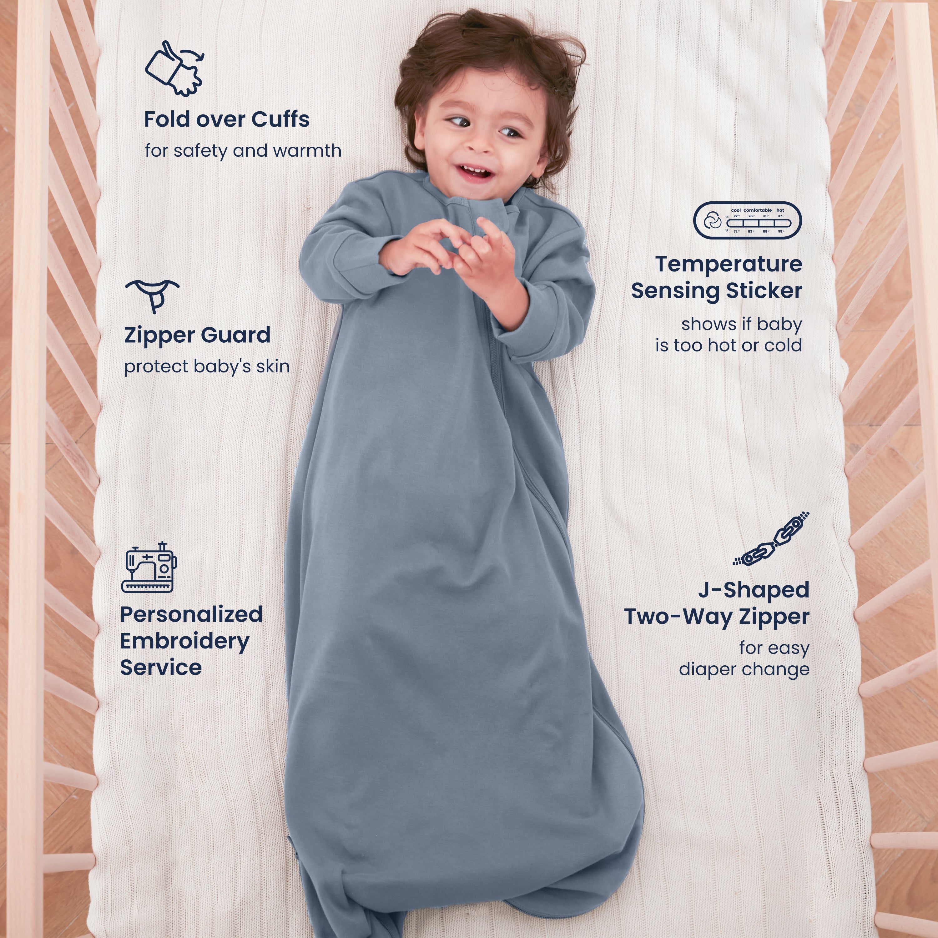 Organic Long Sleeve Sleep Sack 0.5 TOG - Flint Stone