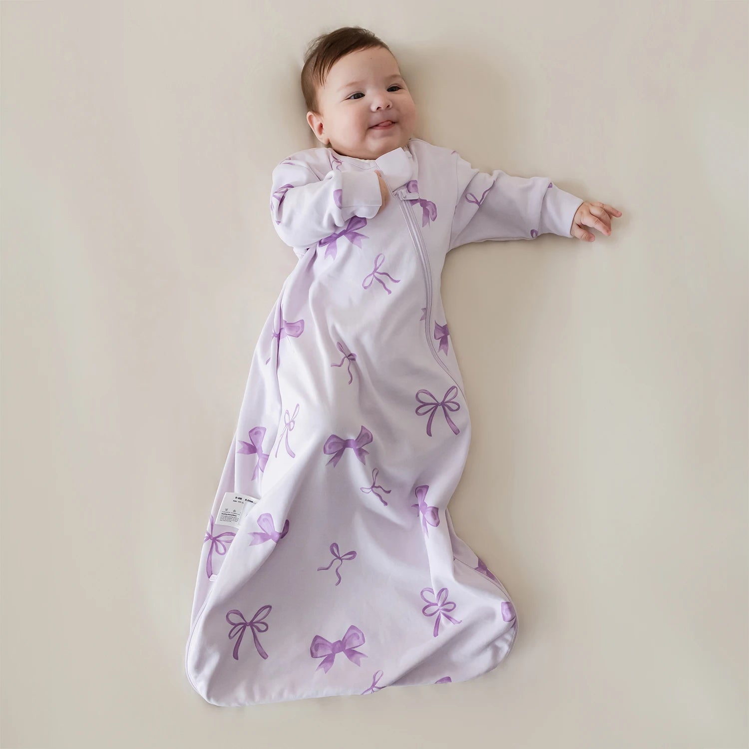 Organic Long Sleeve Sleep Sack 0.5 TOG - Lavender Bow
