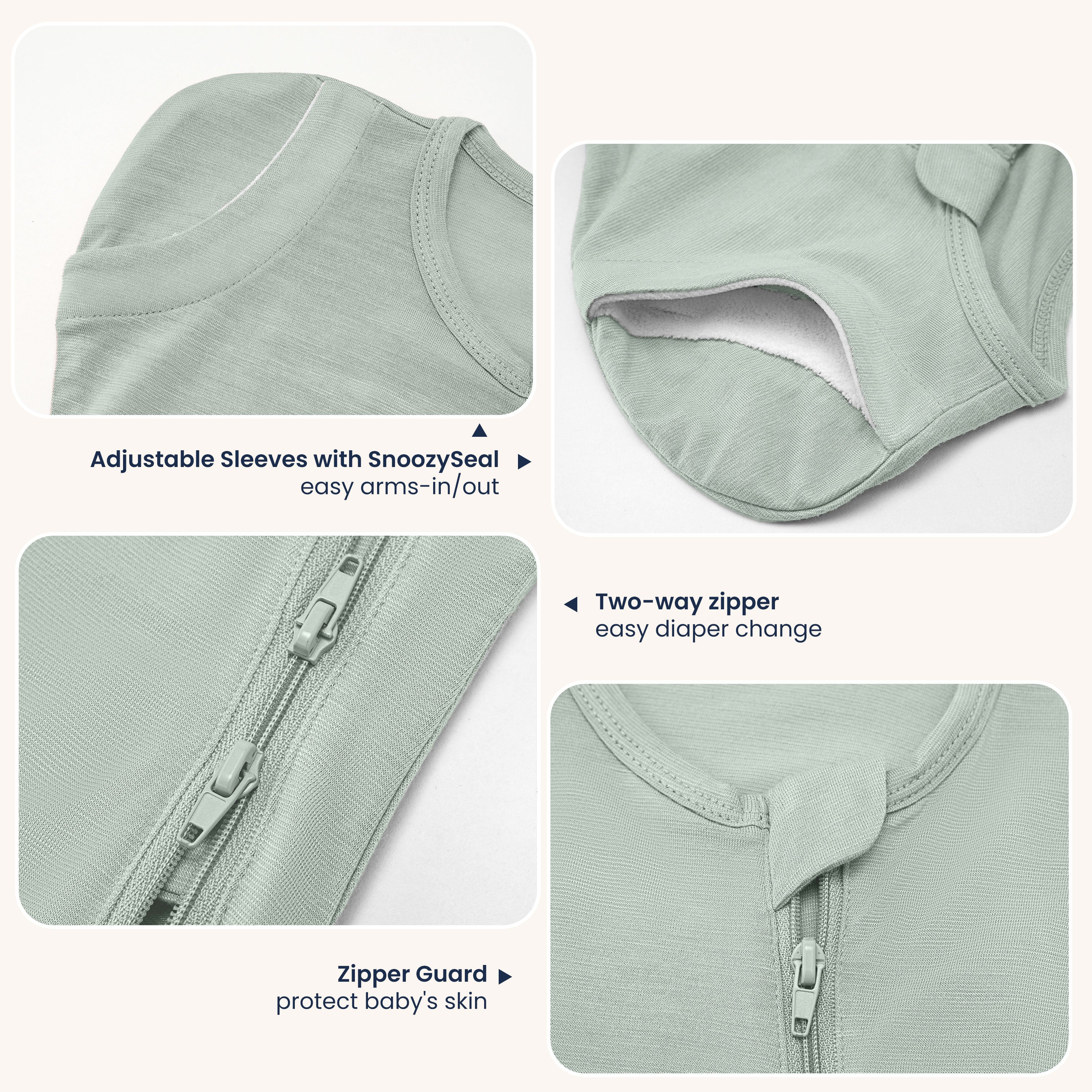 ClimaCuddle™ Swaddle 2-in-1 0.5 TOG - Merino Wool & Rayon Bamboo - Pea Green&MIsty Blue