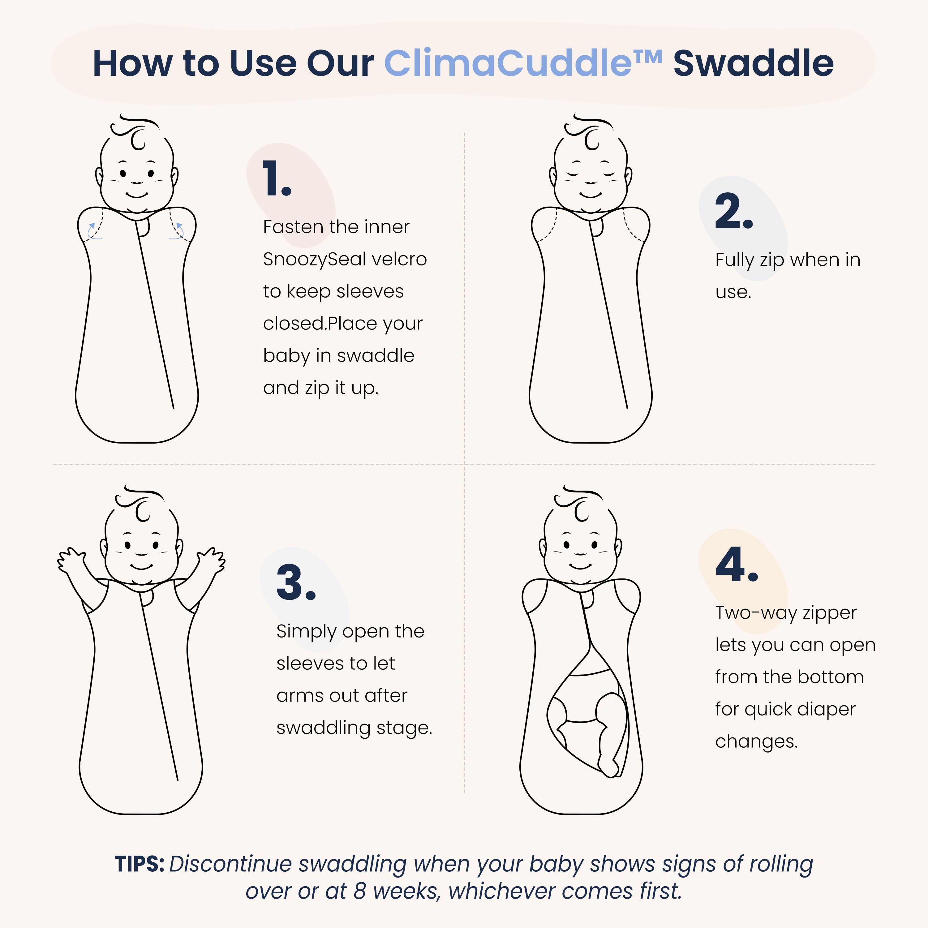 ClimaCuddle™ Swaddle 2-in-1 0.5 TOG - Merino Wool & Rayon Bamboo -Pea Green&Dusty Pink