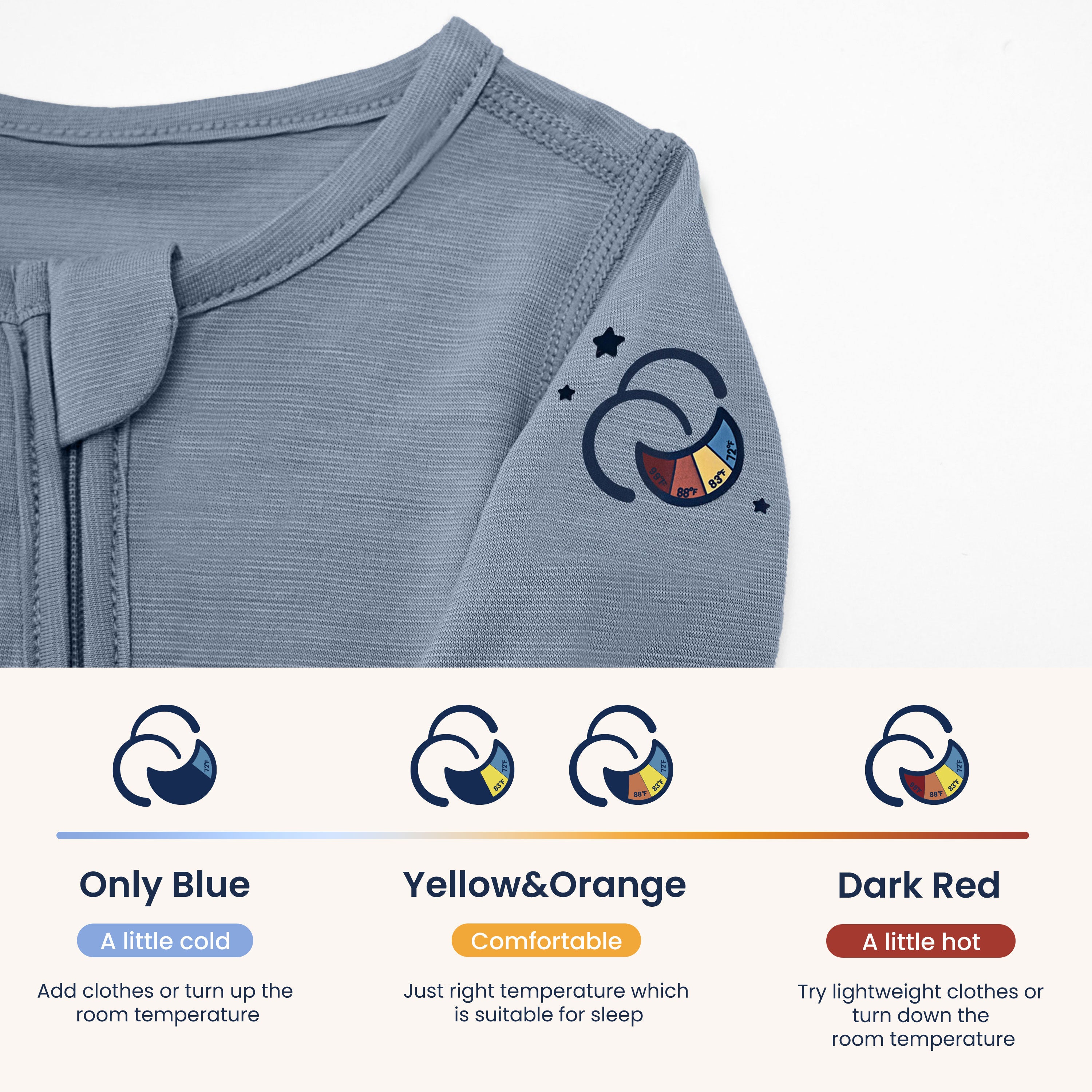 Sleeveless Sleep Sack 1.0 TOG - Organic Cotton & Camel Wool-Blue Sky + Baby Romper - Merino Wool & Rayon Bamboo - Blue Bundle