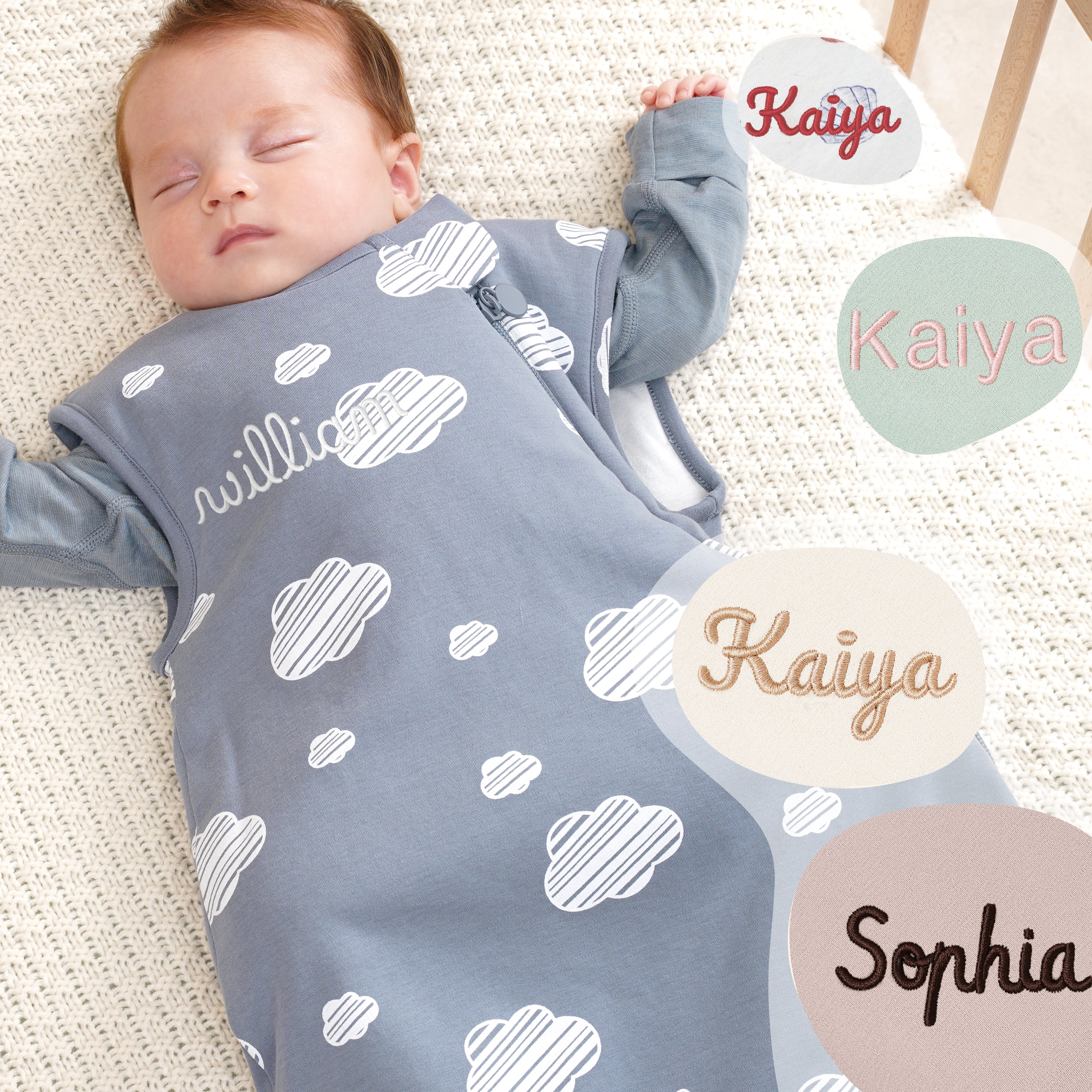 Sleeveless Sleep Sack 1.0 TOG - Organic Cotton & Camel Wool-Blue Sky + Baby Romper - Merino Wool & Rayon Bamboo - Blue Bundle