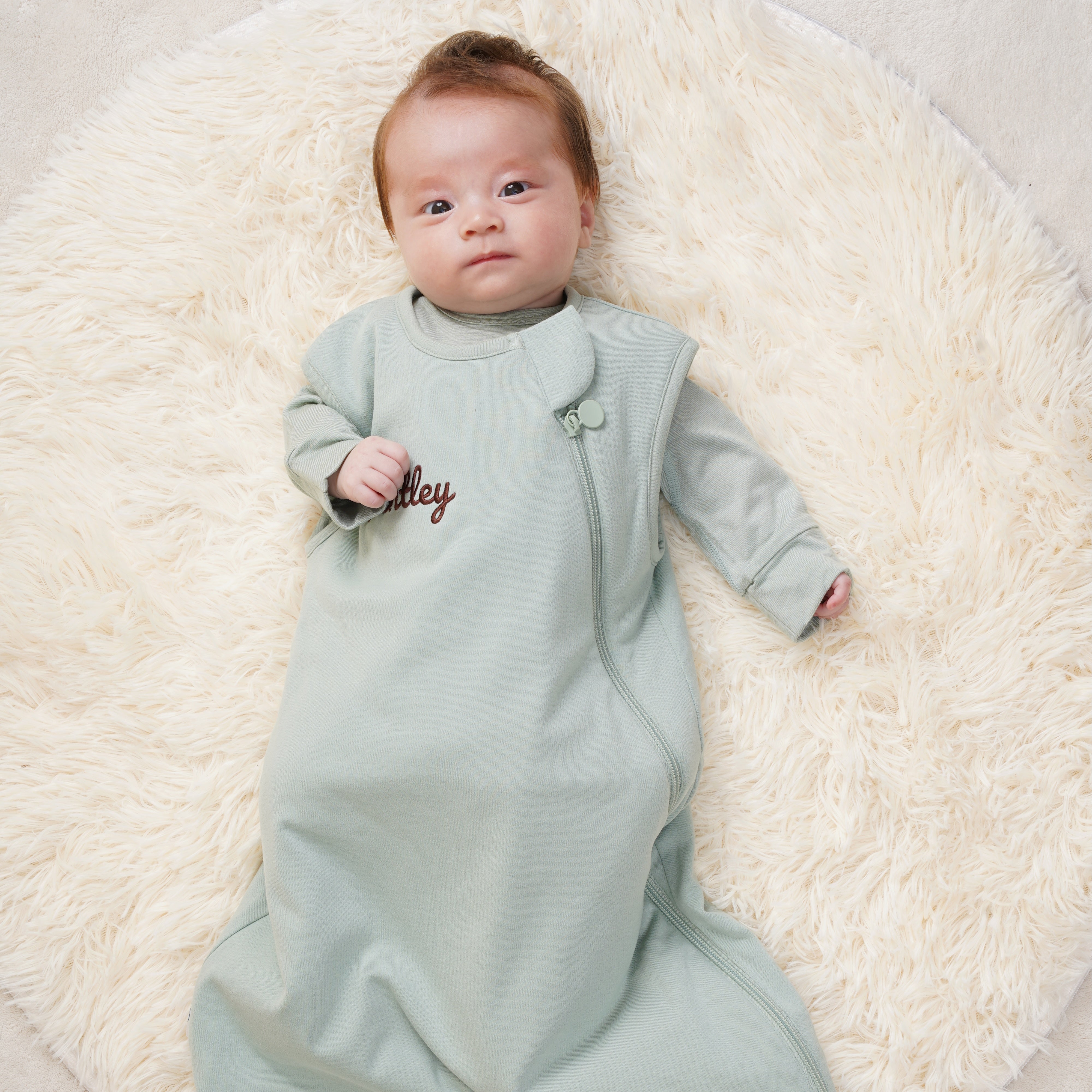 Sleeveless Sleep Sack 1.0 TOG - Organic Cotton & Camel Wool-Green + Baby Romper - Merino Wool & Rayon Bamboo - Green Bundle-2
