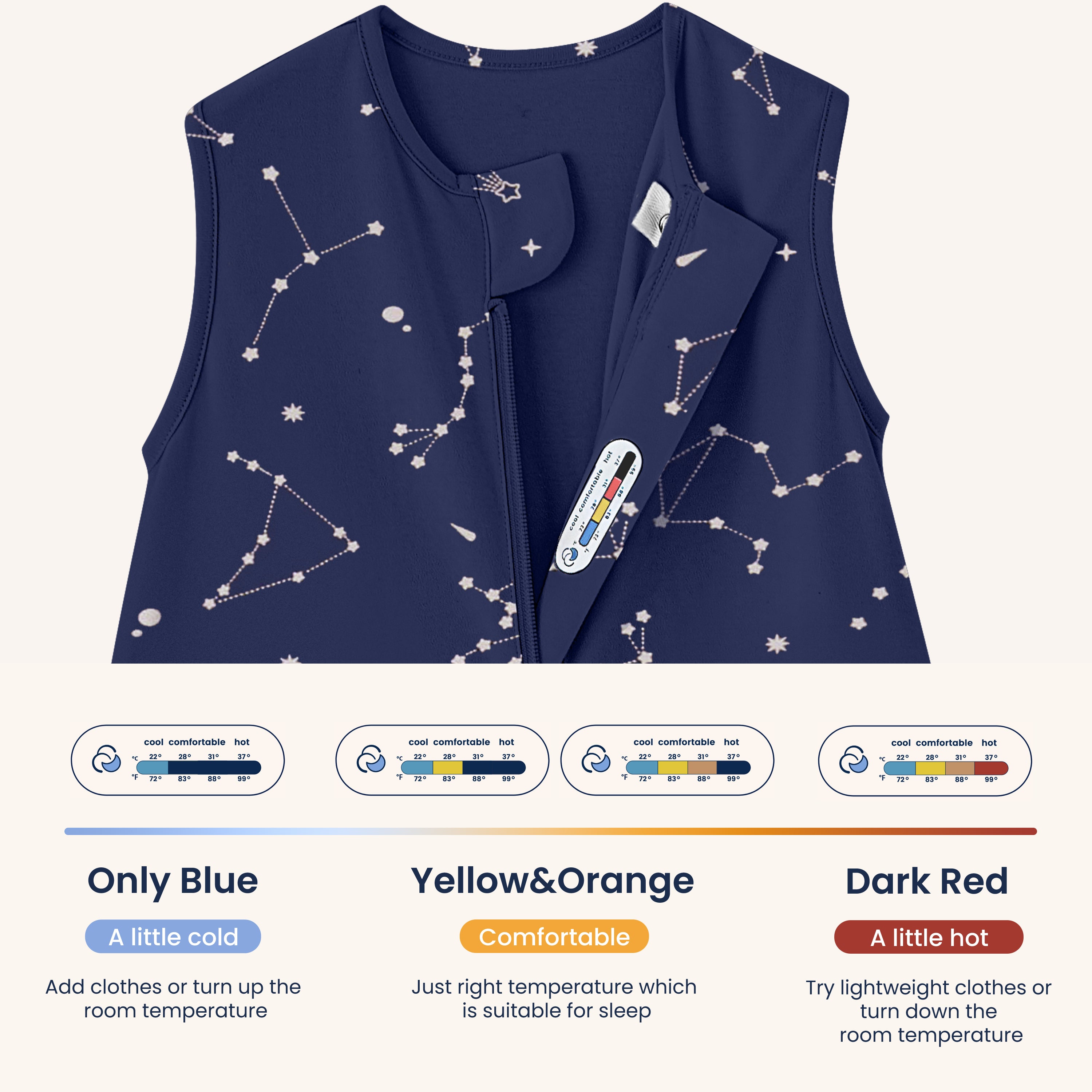 Sleeveless Sleep Sack Walker 0.5 TOG - Organic Cotton - Constellation