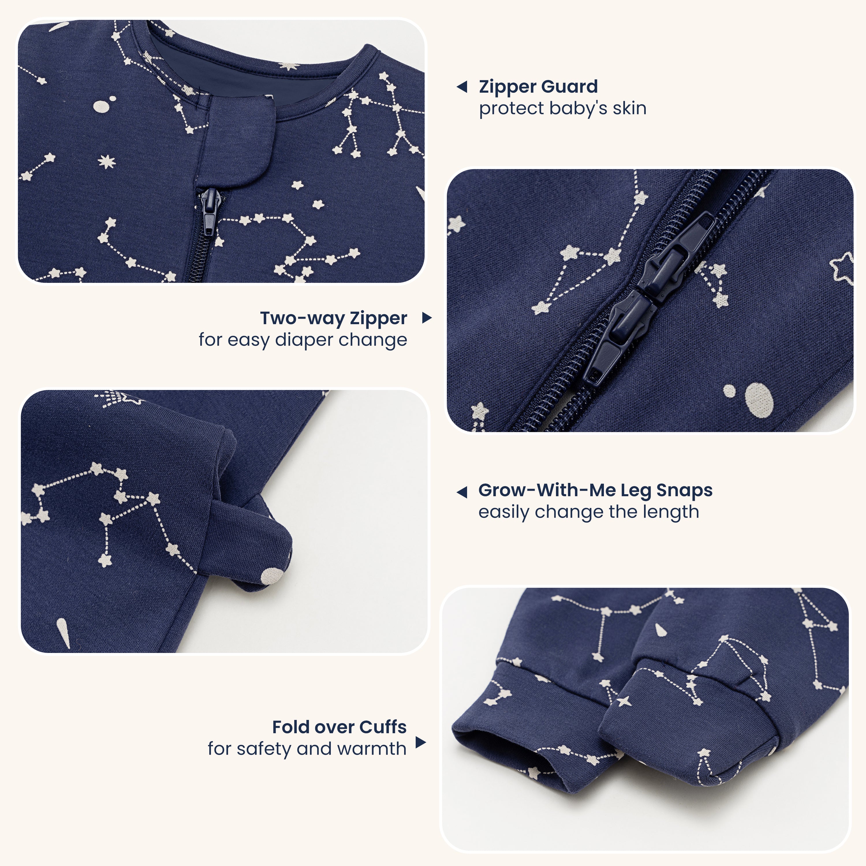 Sleeveless Sleep Sack Walker 0.5 TOG - Organic Cotton - Constellation