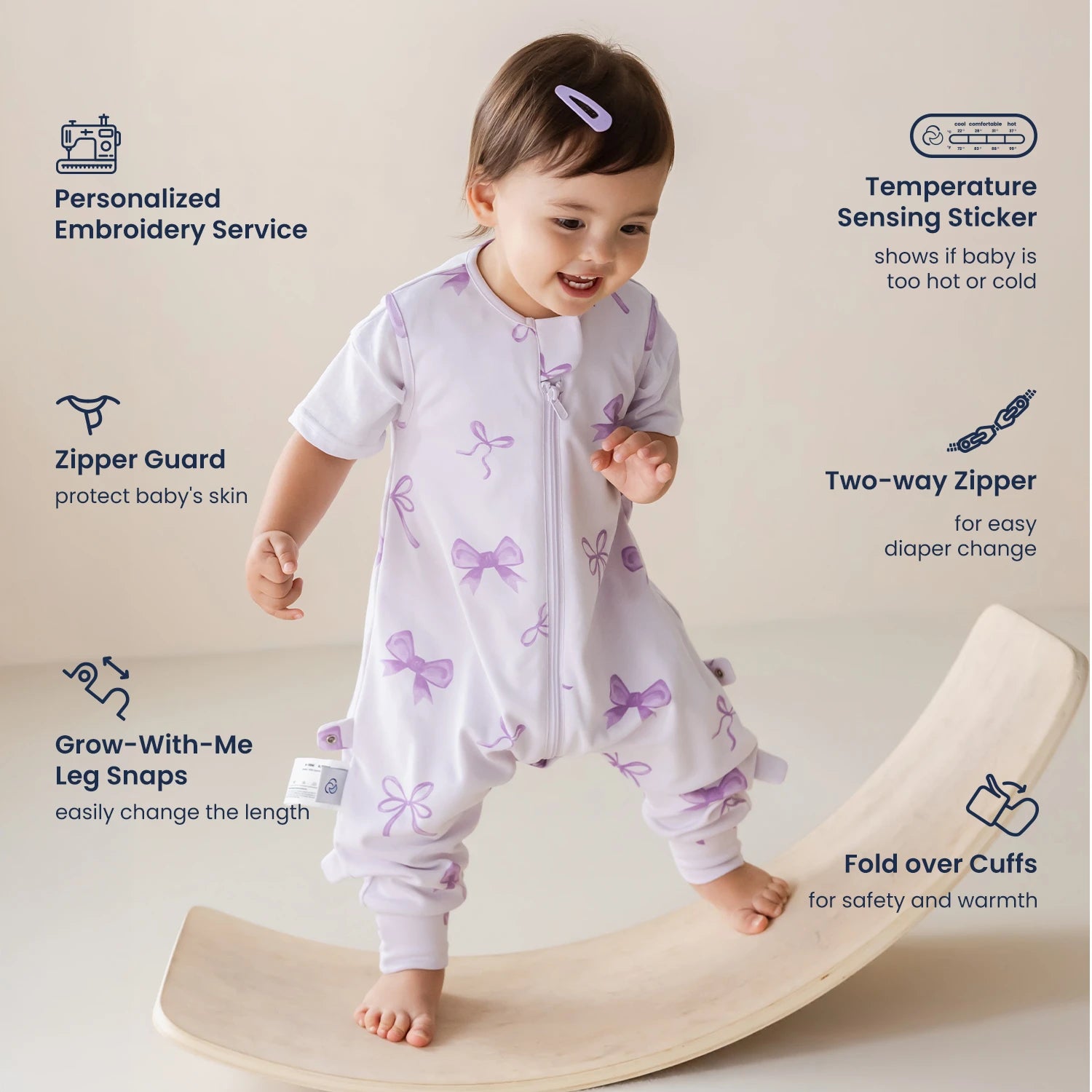 Sleeveless Sleep Sack Walker 0.5 TOG - Organic Cotton - Lavender Bow design