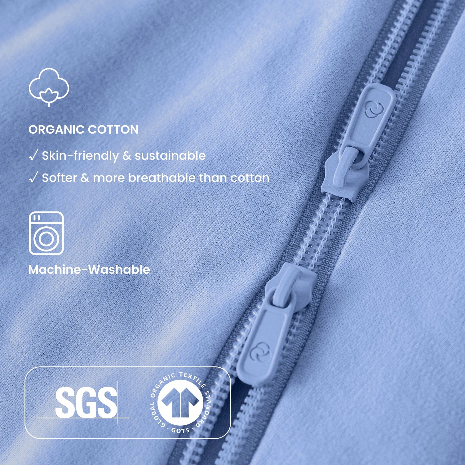 Sleeveless Sleep Sack Walker 0.5 TOG - Organic Cotton - Quiet Sky GOTS