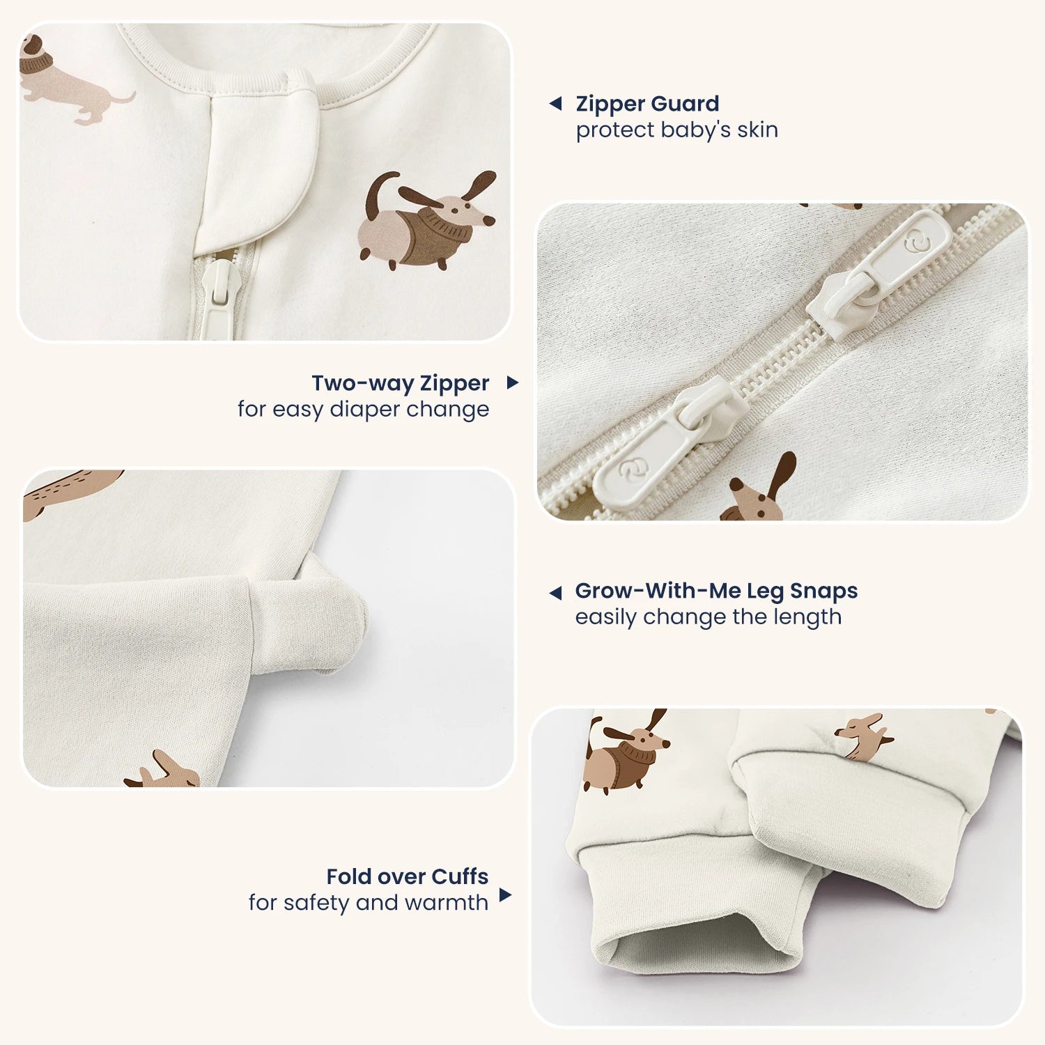 Sleeveless Sleep Sack Walker 0.5 TOG - Organic Cotton - Sunny Pup-design-2