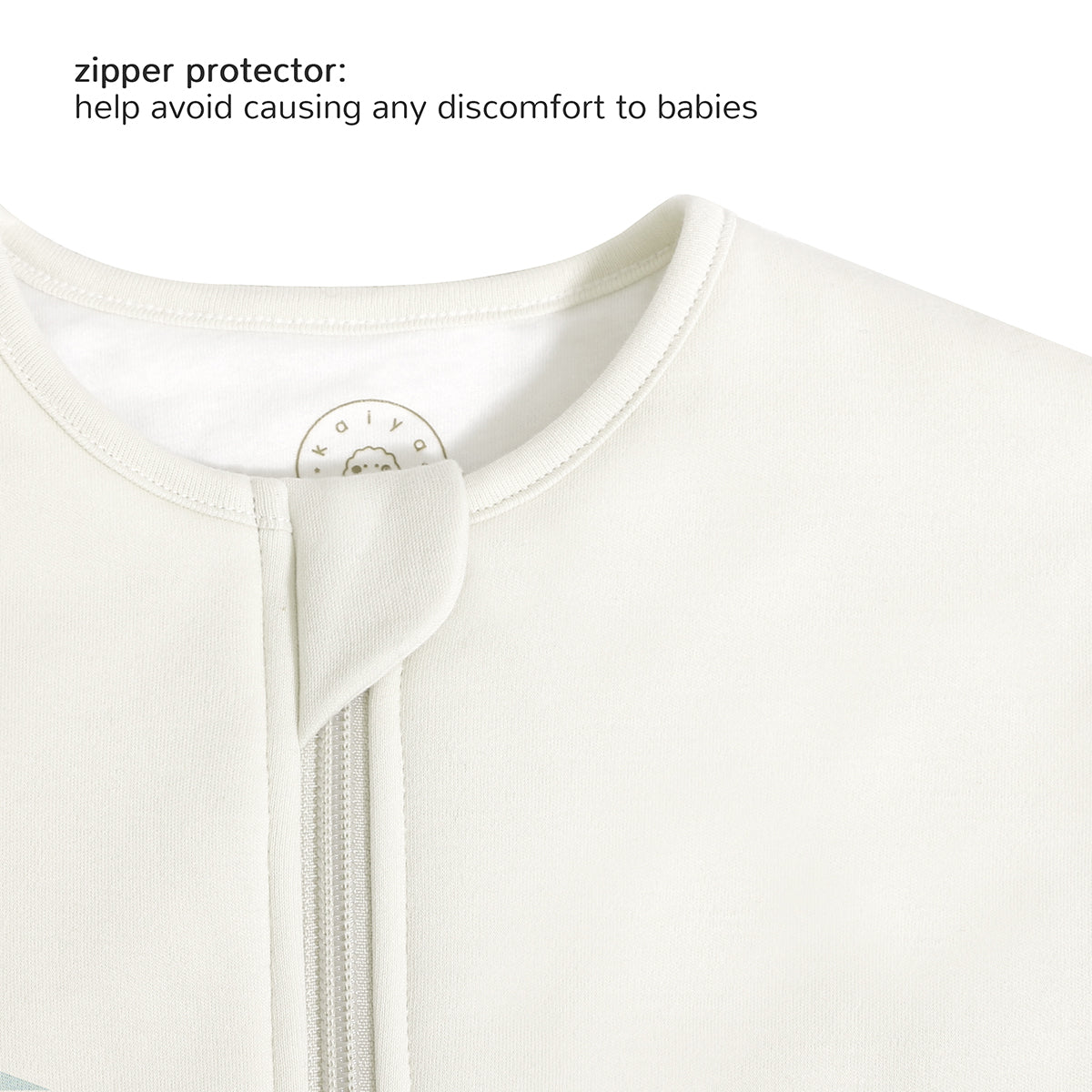Toddler Zip Sleep Sack Organic Cotton Long Sleeve With Footie 1.0 TOG Zipper Protector- Milk White