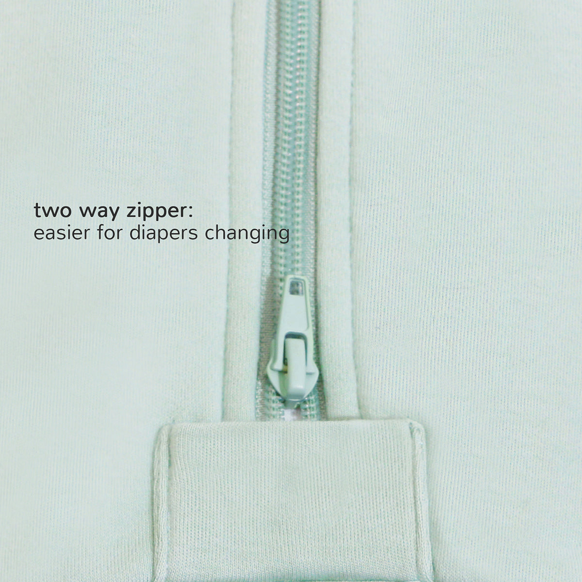 Toddler Zip Sleep Sack Organic Cotton Long Sleeve With Footie 1.0 TOG Zipper Protector- Pea Green