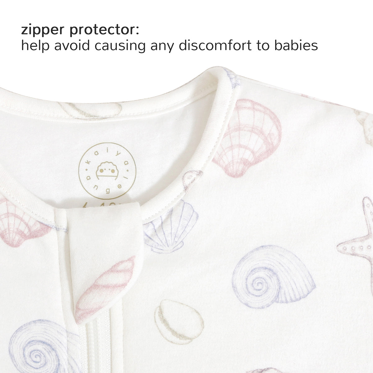 Toddler Zip Sleep Sack Organic Cotton Long Sleeve With Footie 1.0 TOG Zipper Protector - Shell