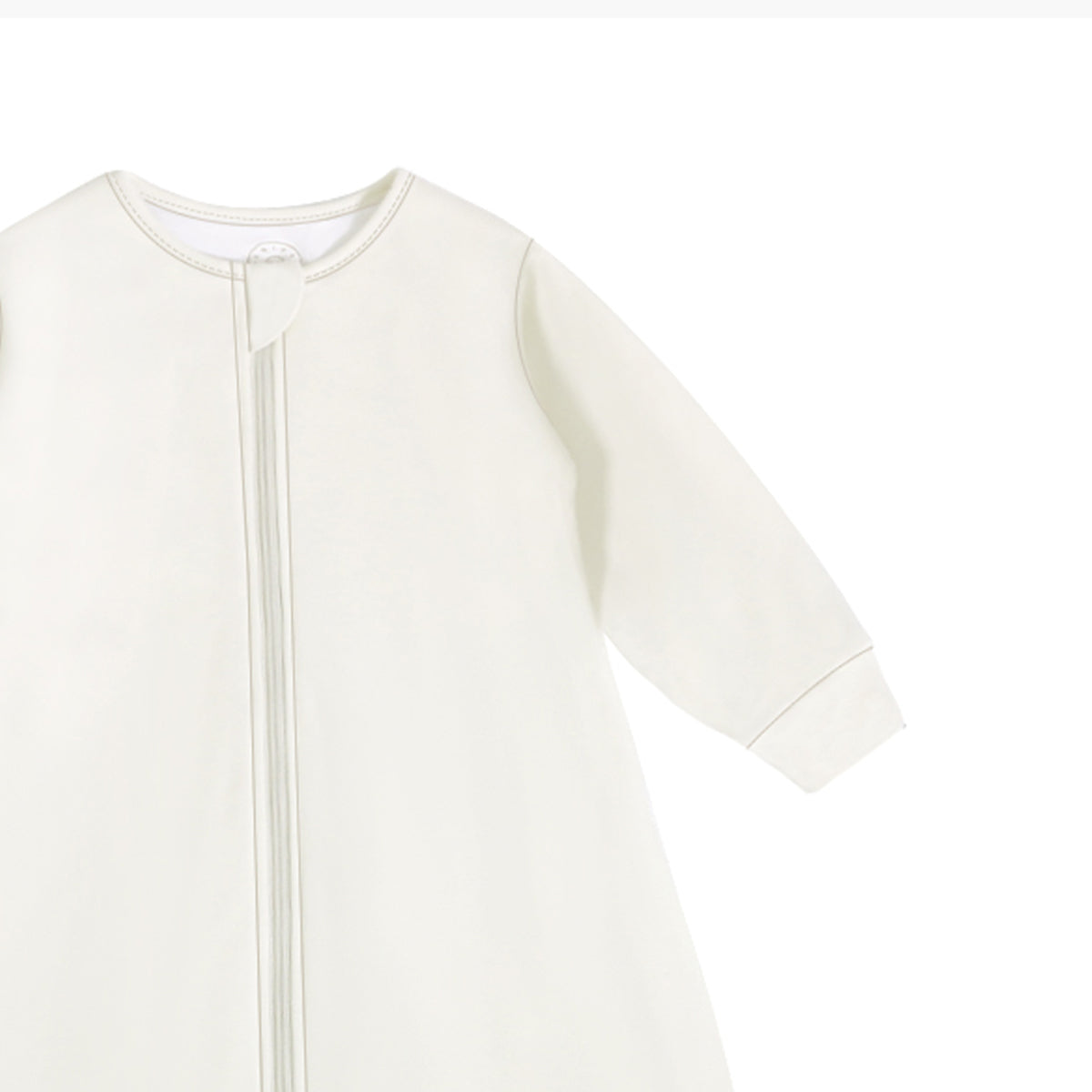 Toddler Zip Sleep Sack Organic Cotton Long Sleeve With Footie 2.5 TOG Custom Embroidery - Milk White