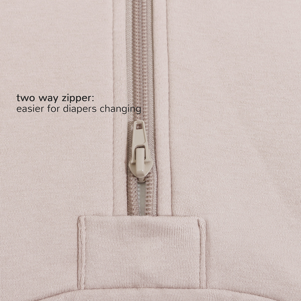Toddler Zip Sleep Sack Organic Cotton Long Sleeve With Footie 2.5 TOG Two Way Zipper - Smoky Pink