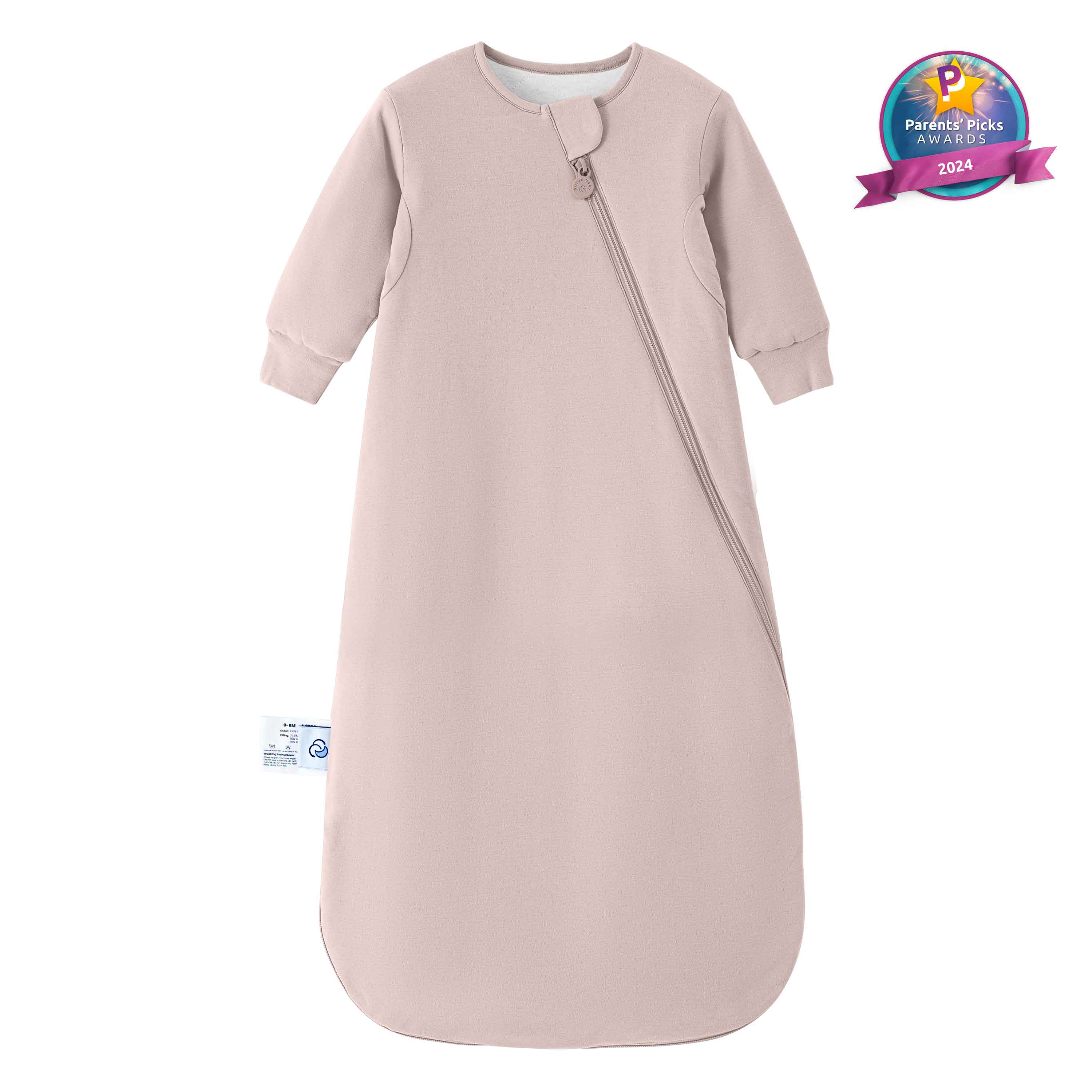 Warm Long Sleeve Sleep Sack 2.5 TOG - Organic Cotton & Camel Wool - Dusty Pink