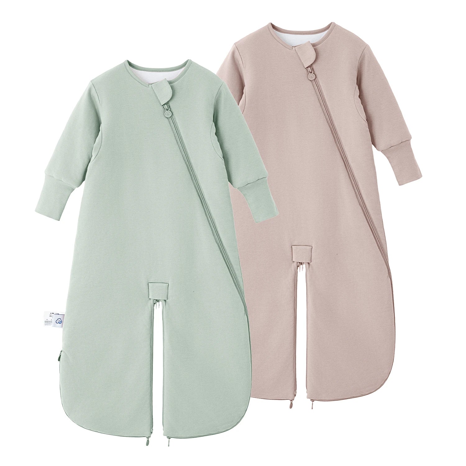 Warm Sleep Suit Sack 3-in-1 2.5 TOG - Organic Cotton & Camel Wool - Dusty Pink and Pea Green
