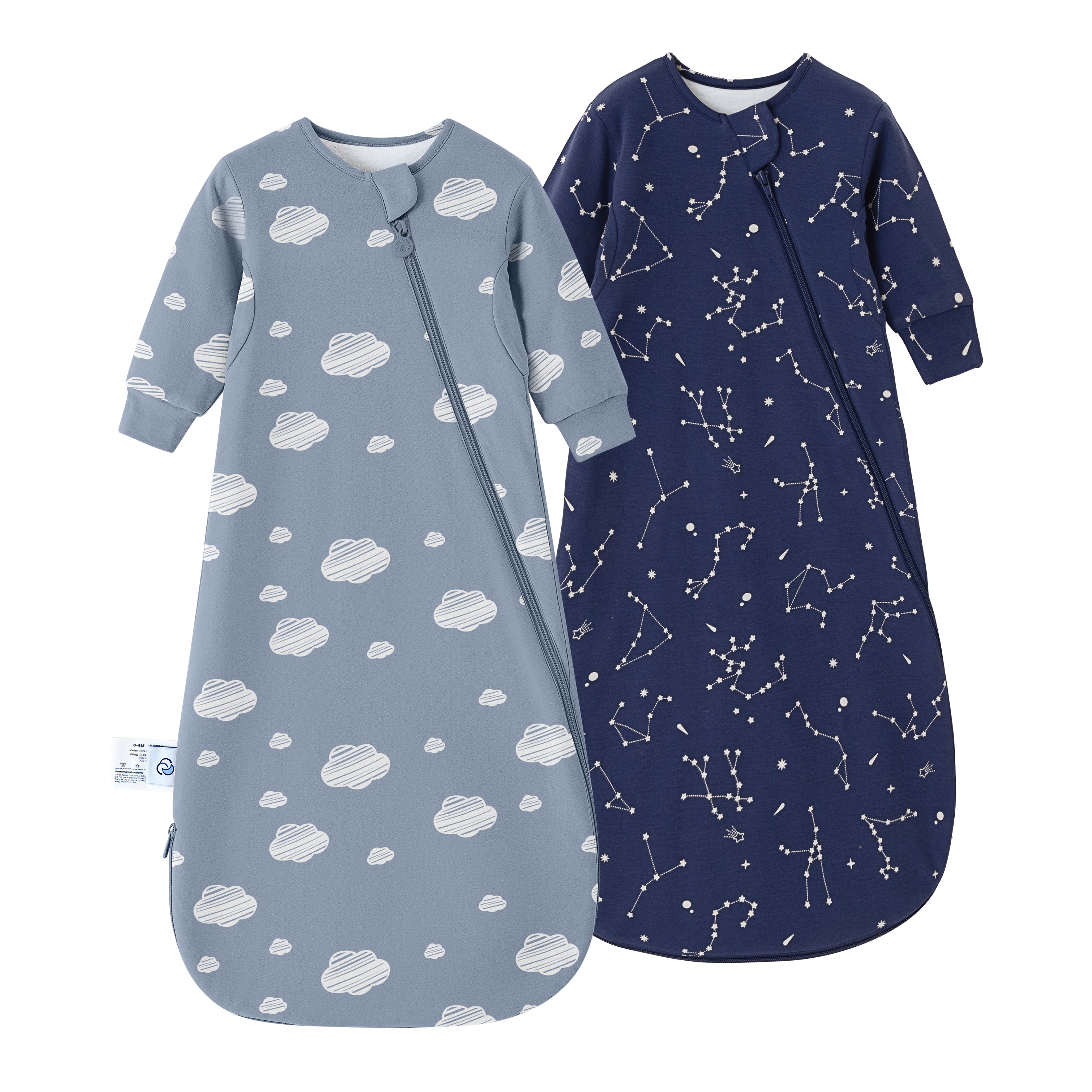 Winter Long Sleeve Sleep Sack 3.5 TOG- Organic Cotton & Camel Wool Bundle - Blue