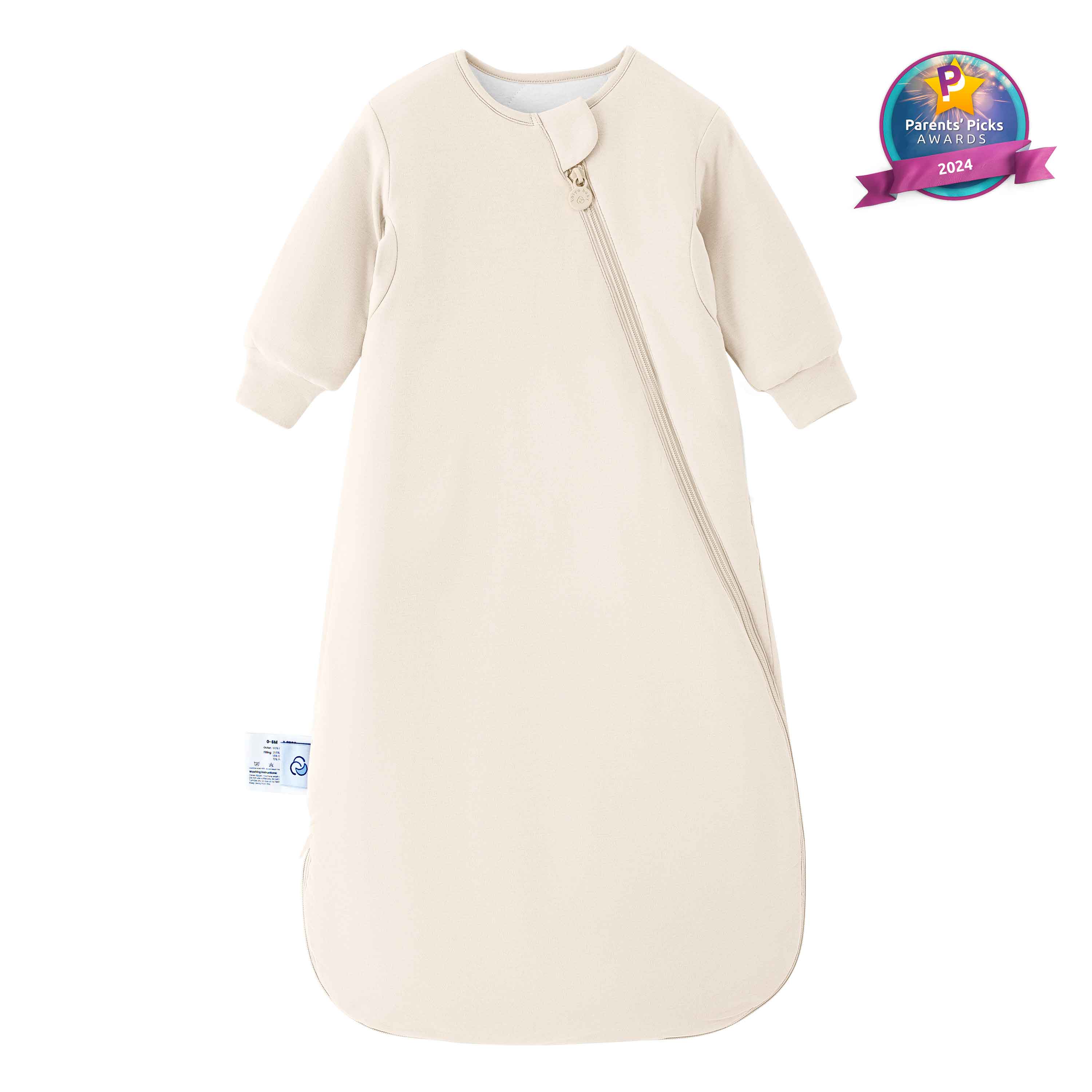 Winter Long Sleeve Sleep Sack 3.5 TOG - Organic Cotton & Camel Wool - Cream