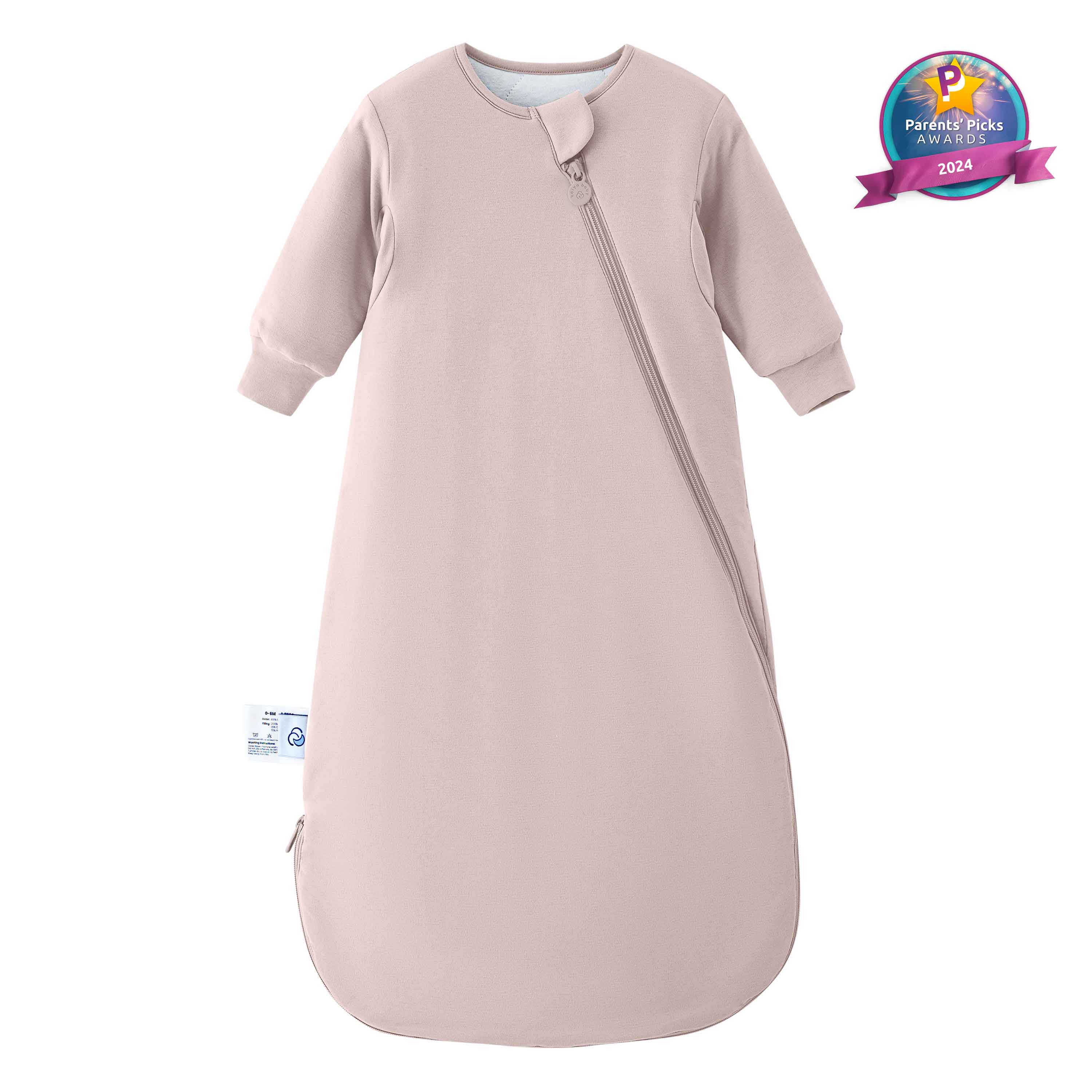 Winter Long Sleeve Sleep Sack 3.5 TOG - Organic Cotton & Camel Wool - Dusty Pink