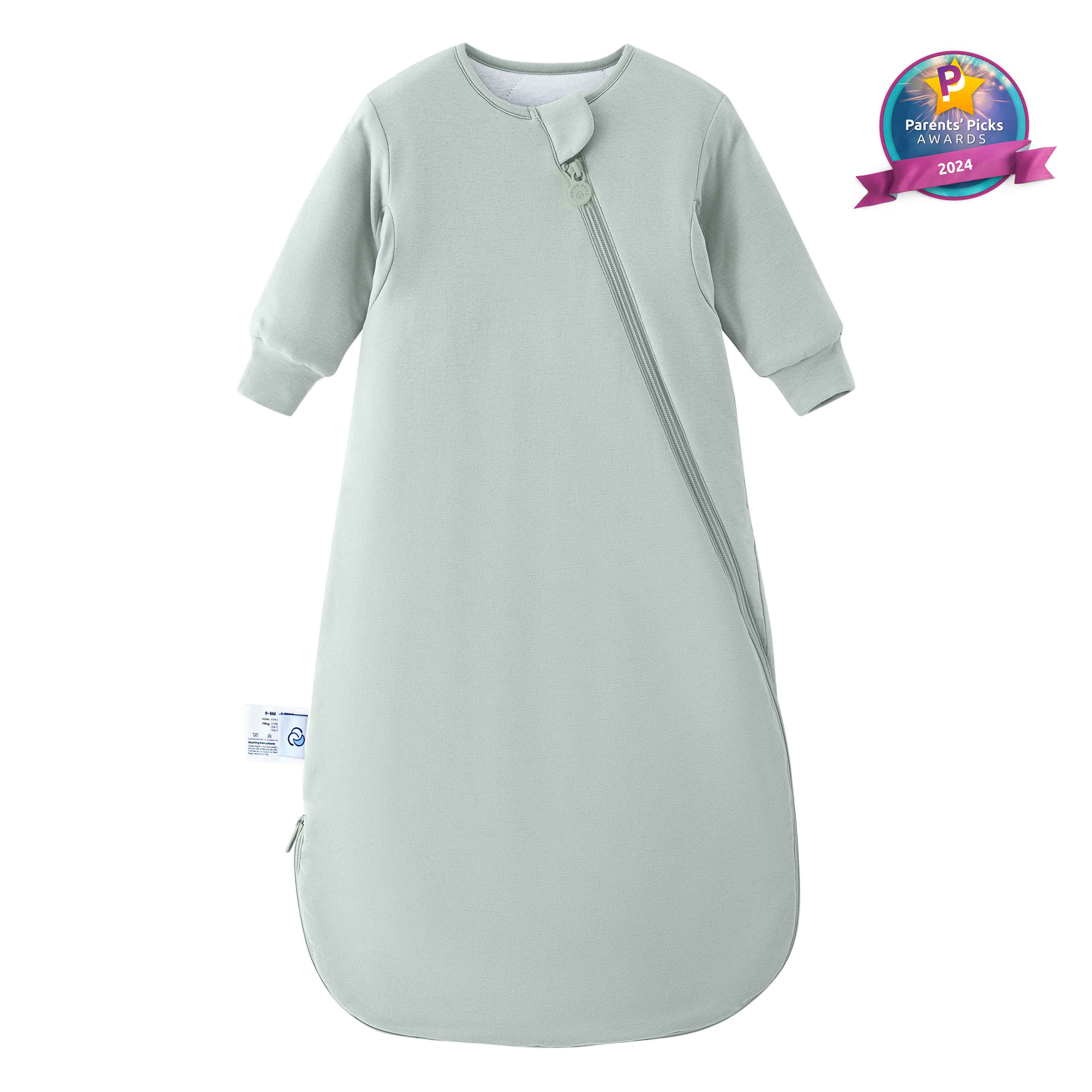 Winter Long Sleeve Sleep Sack 3.5 TOG - Organic Cotton & Camel Wool - Pea Green