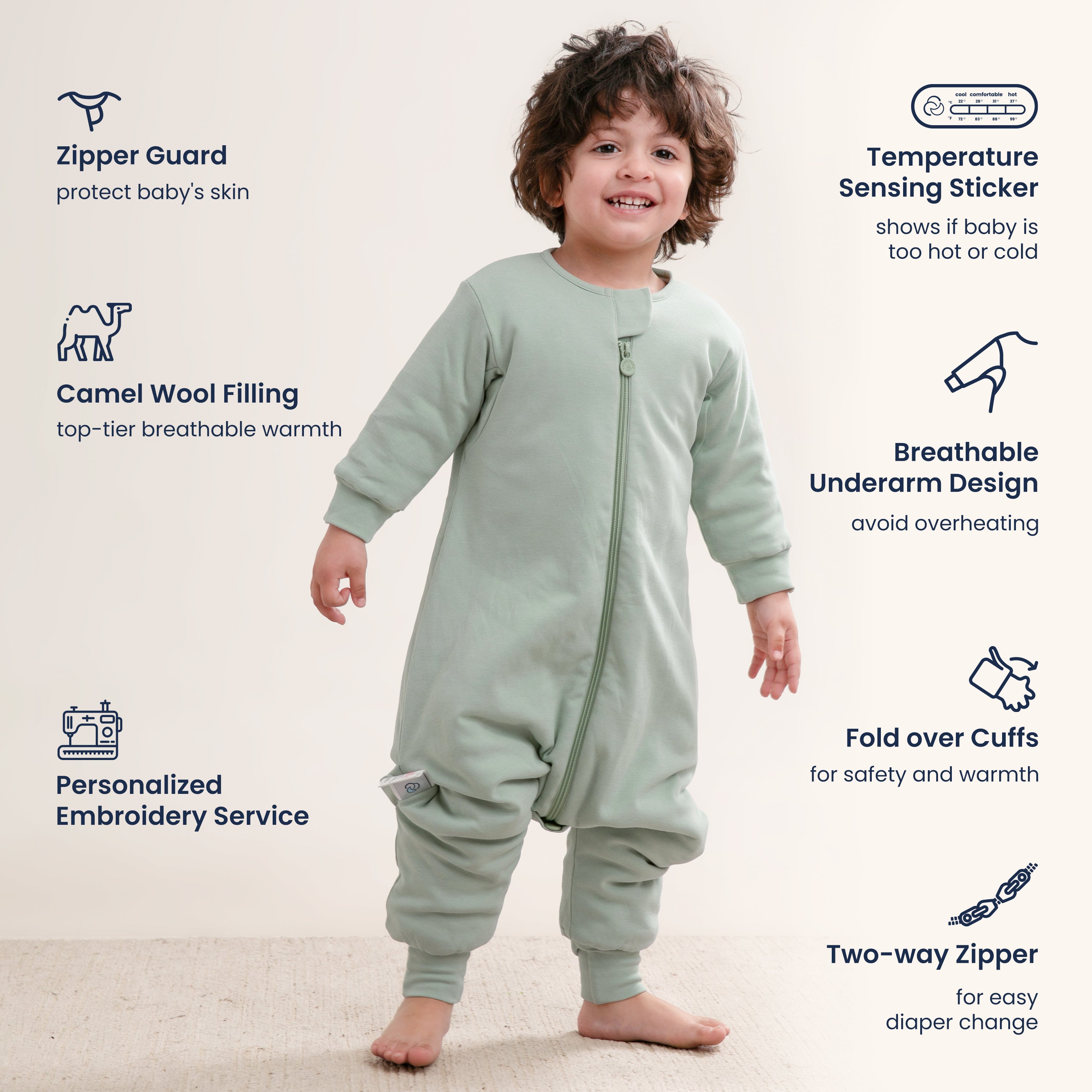Winter Long Sleeve Sleep Sack Walker Pea Green