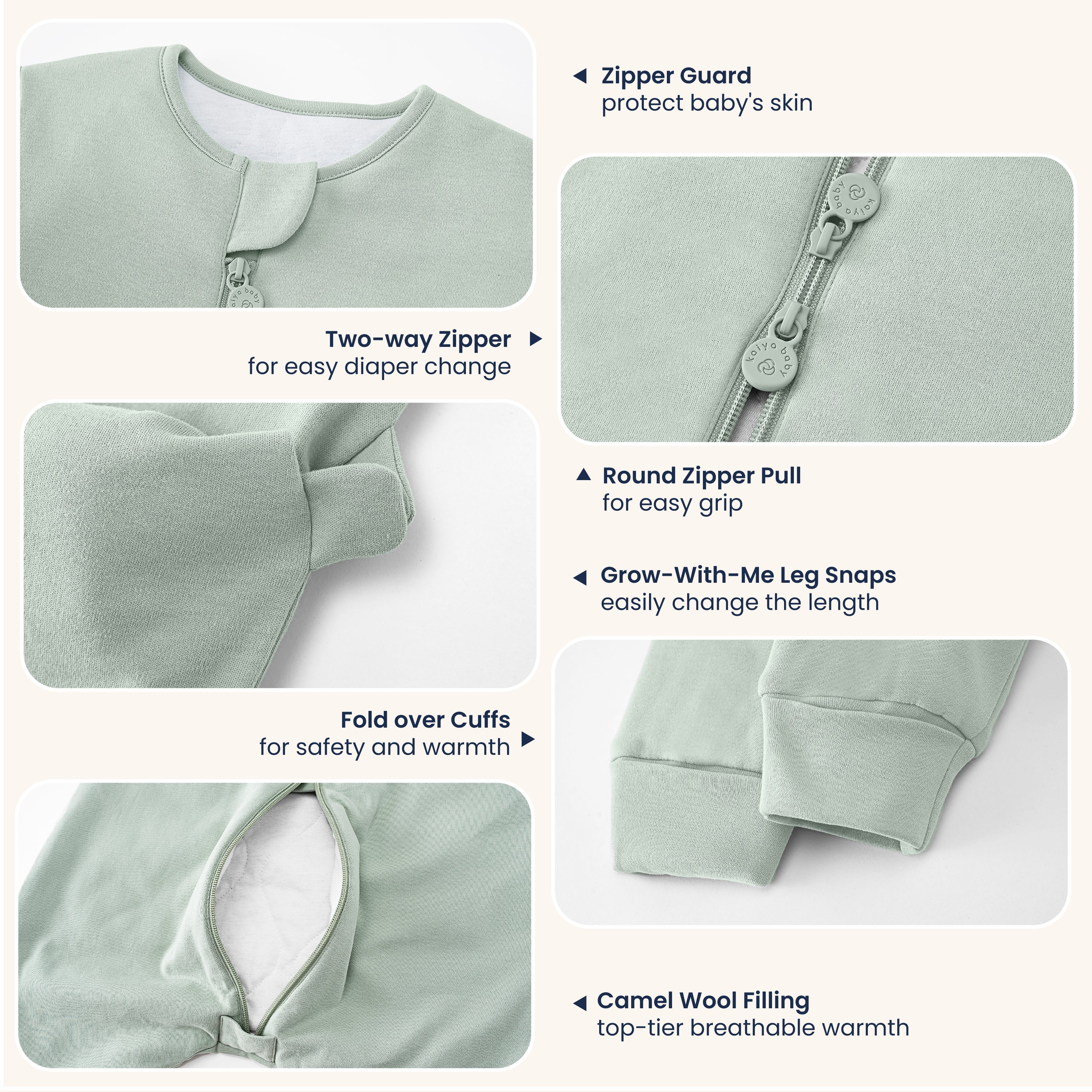 Winter Long Sleeve Sleep Sack Walker Pea Green