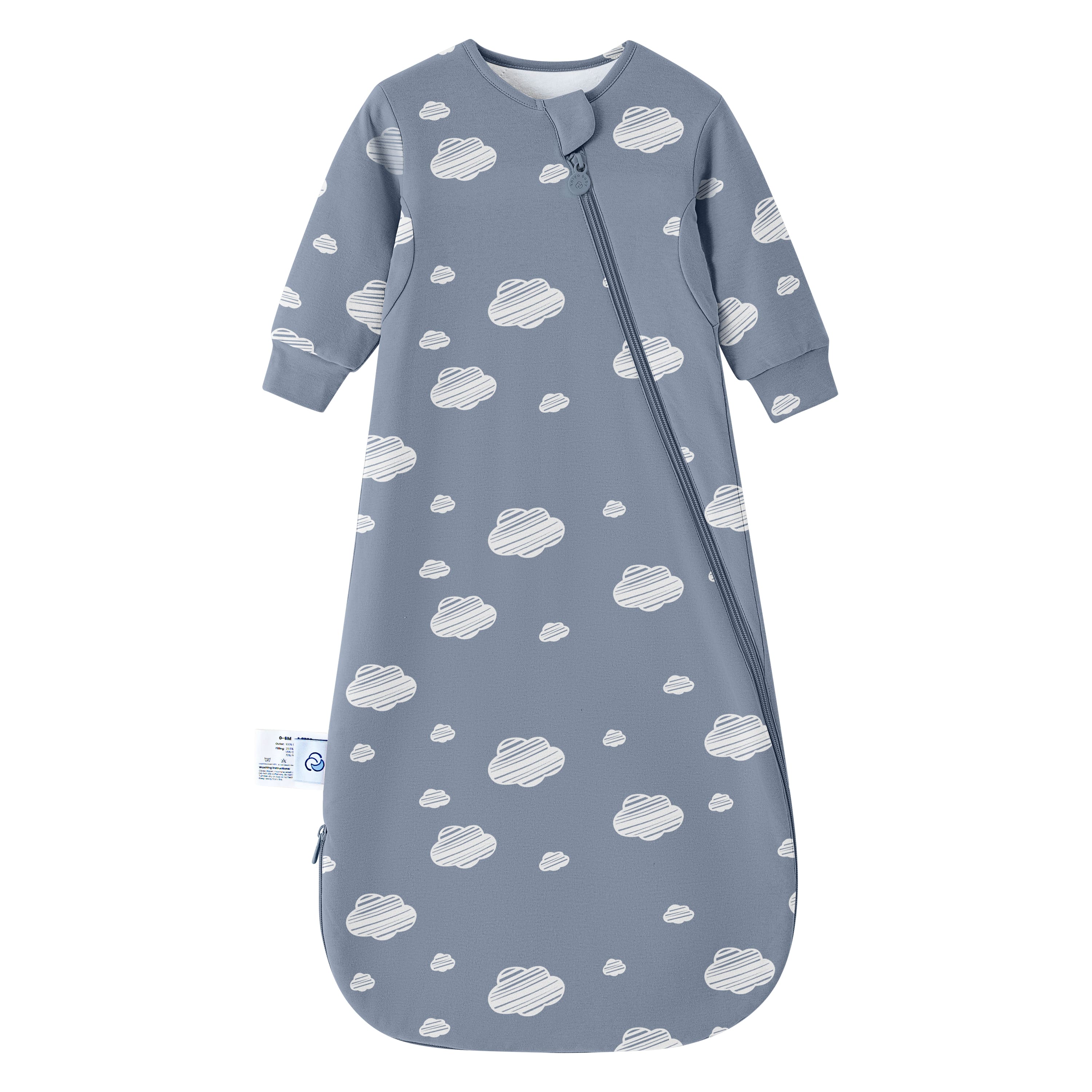 Organic Cotton & Camel Wool Long Sleeve Sleeping Bag 1.0 TOG - Blue Sky