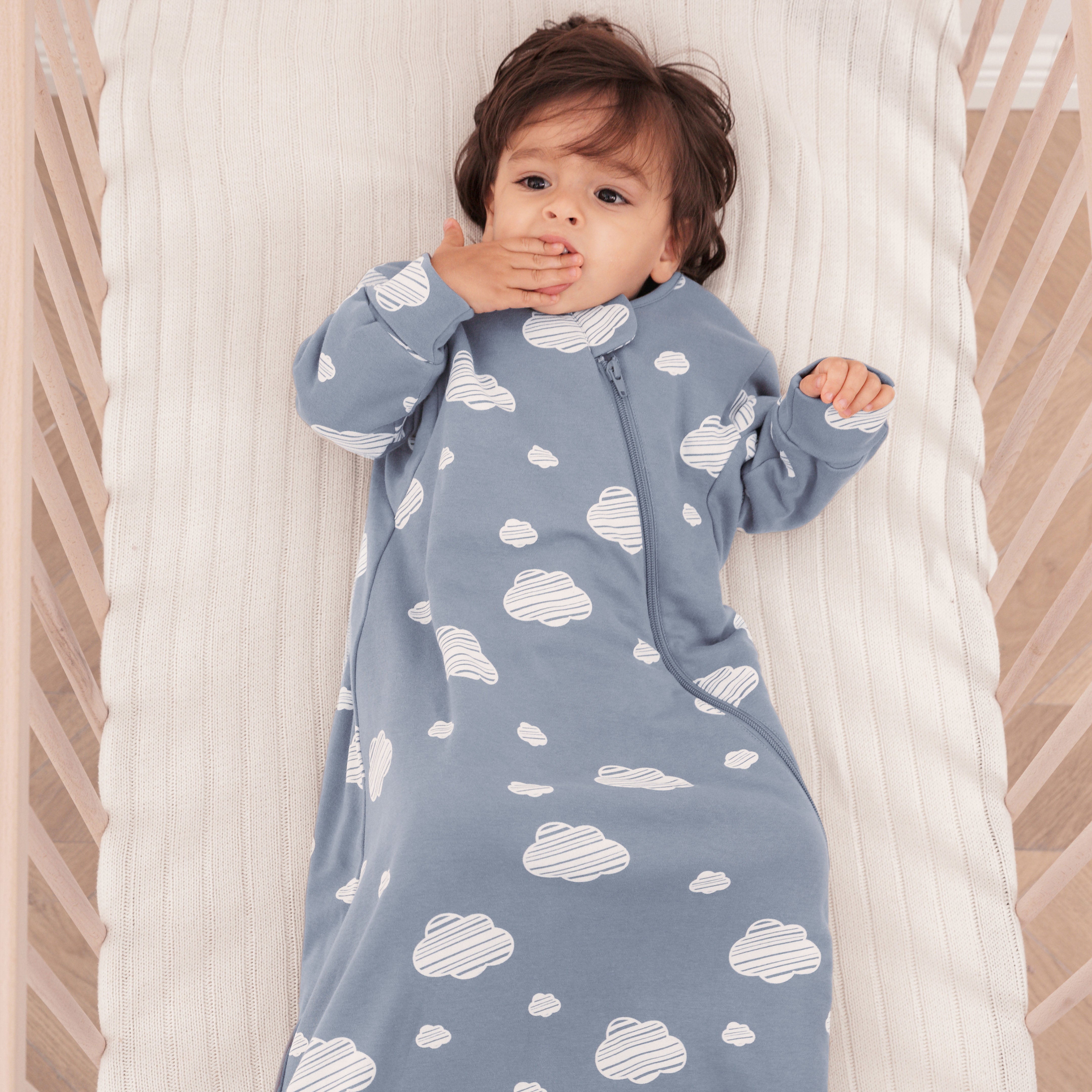 Camel Wool Long Sleeve Sleep Sack 1.0 TOG - Blue Sky