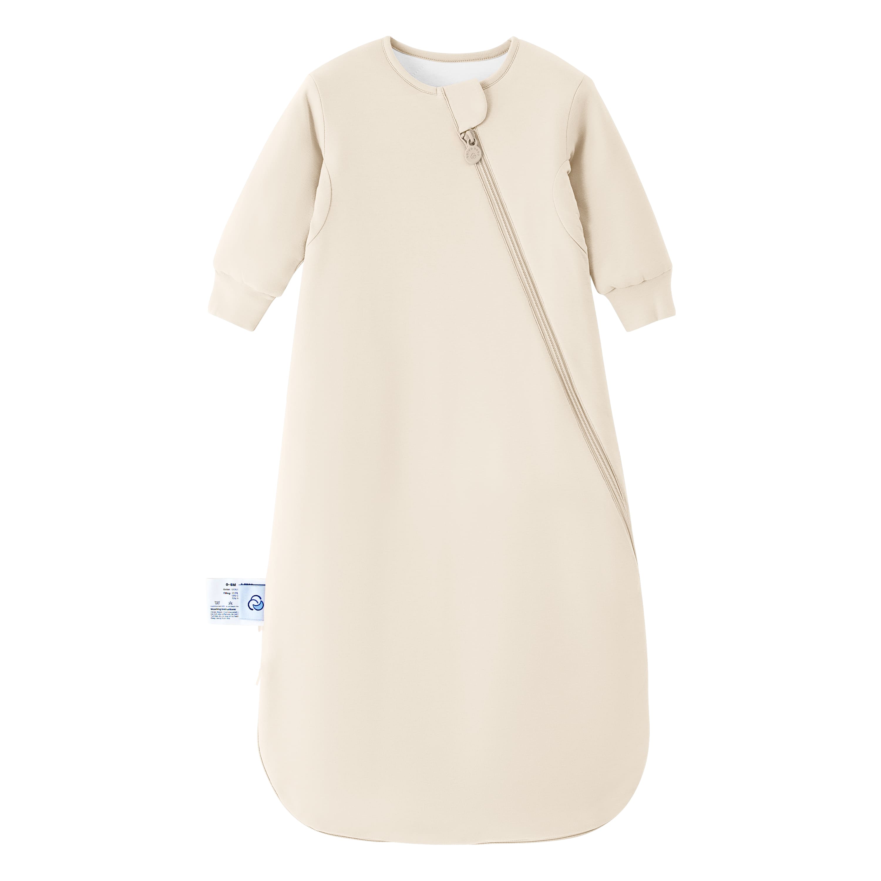 Organic Cotton & Camel Wool Long Sleeve Sleeping Bag 2.5 TOG - Cream