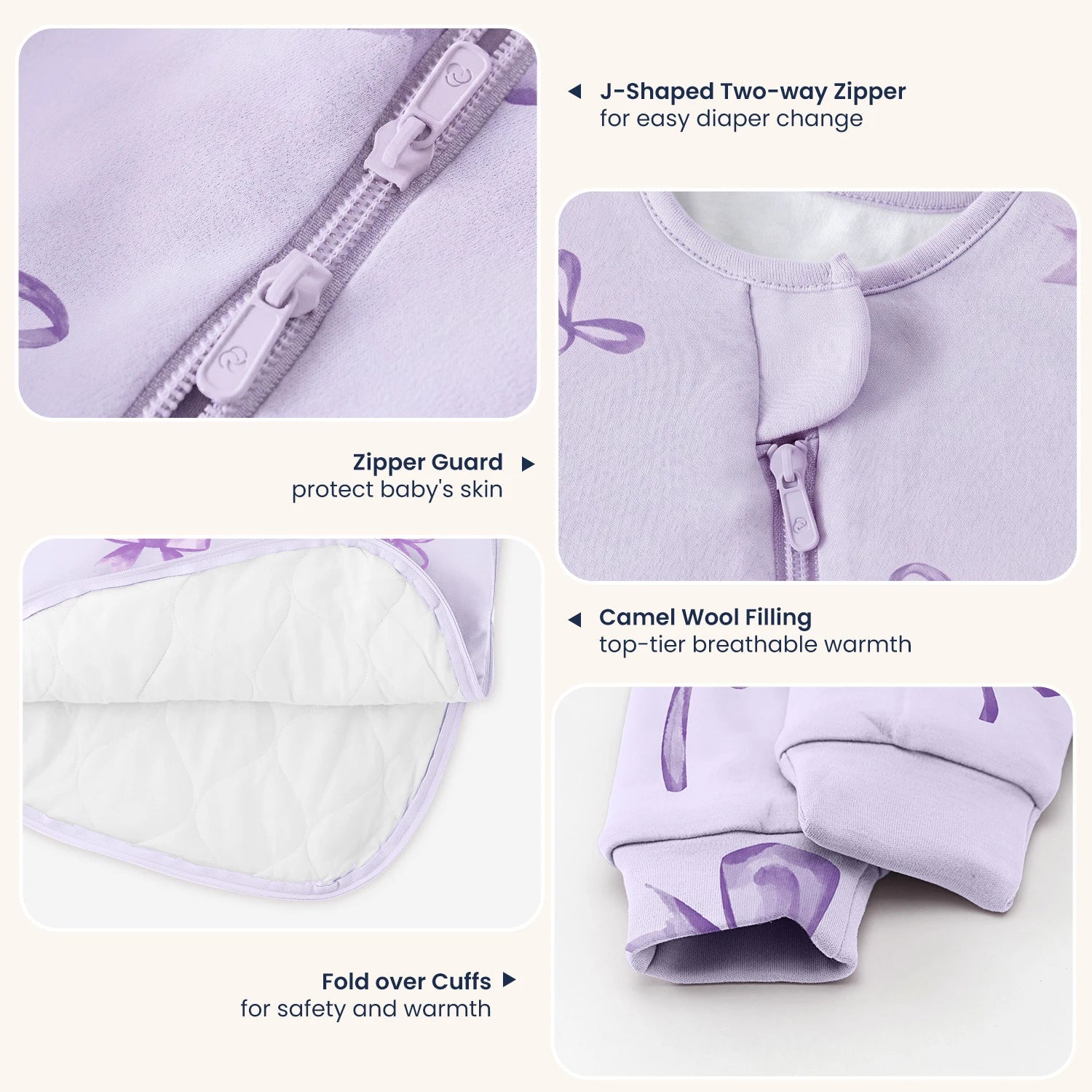 camel-wool-long-sleeve-sleep-sack-2-5-tog-lavender-bow-design