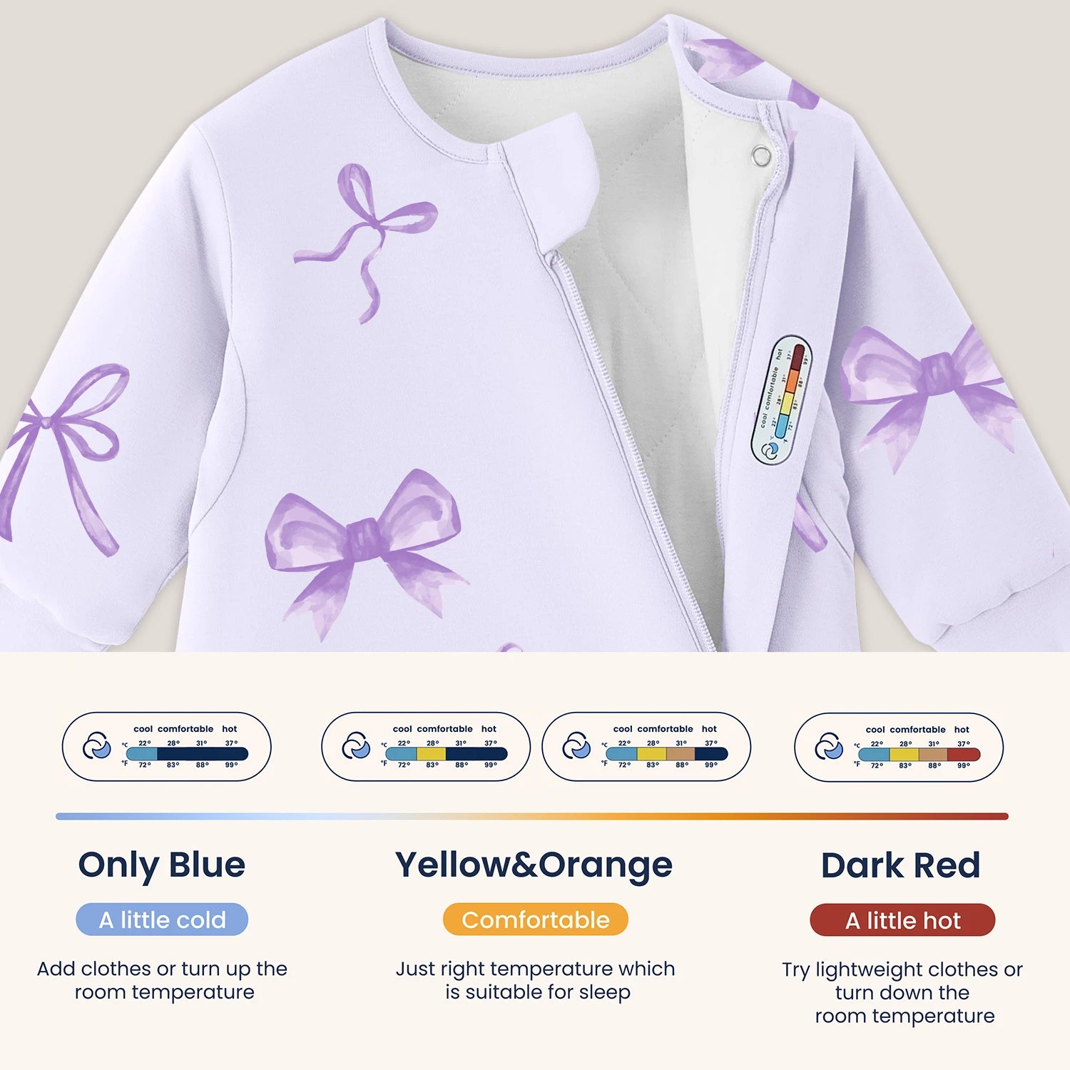 camel-wool-long-sleeve-sleep-sack-2-5-tog-lavender-bow-temperature-sticker