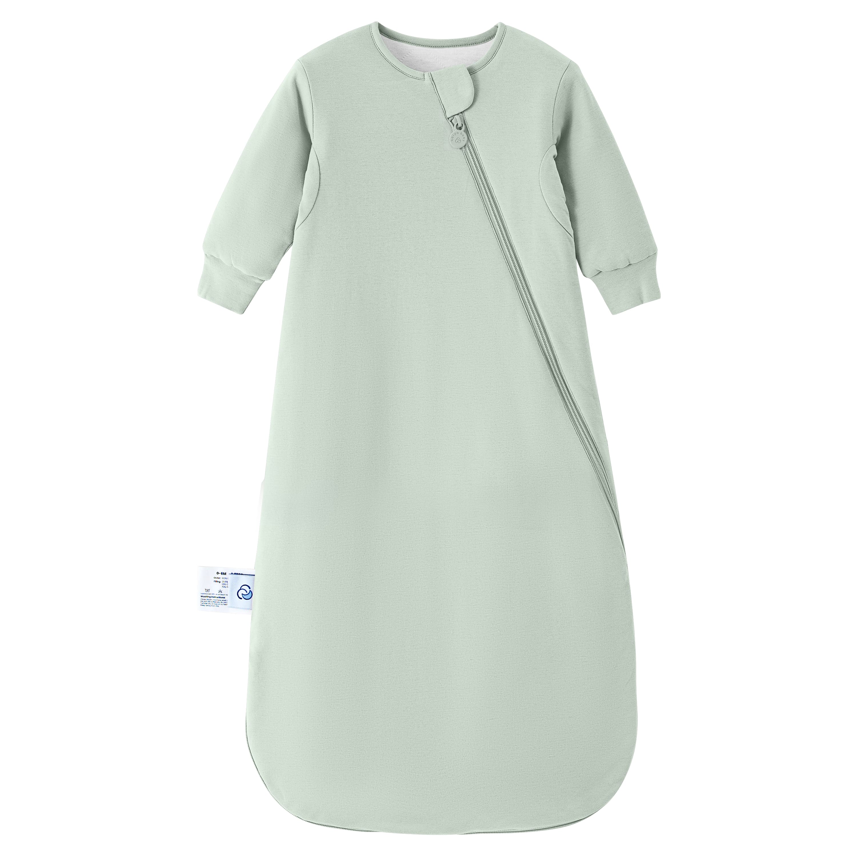 Organic Cotton & Camel Wool Long Sleeve Sleeping Bag 2.5 TOG - Pea Green