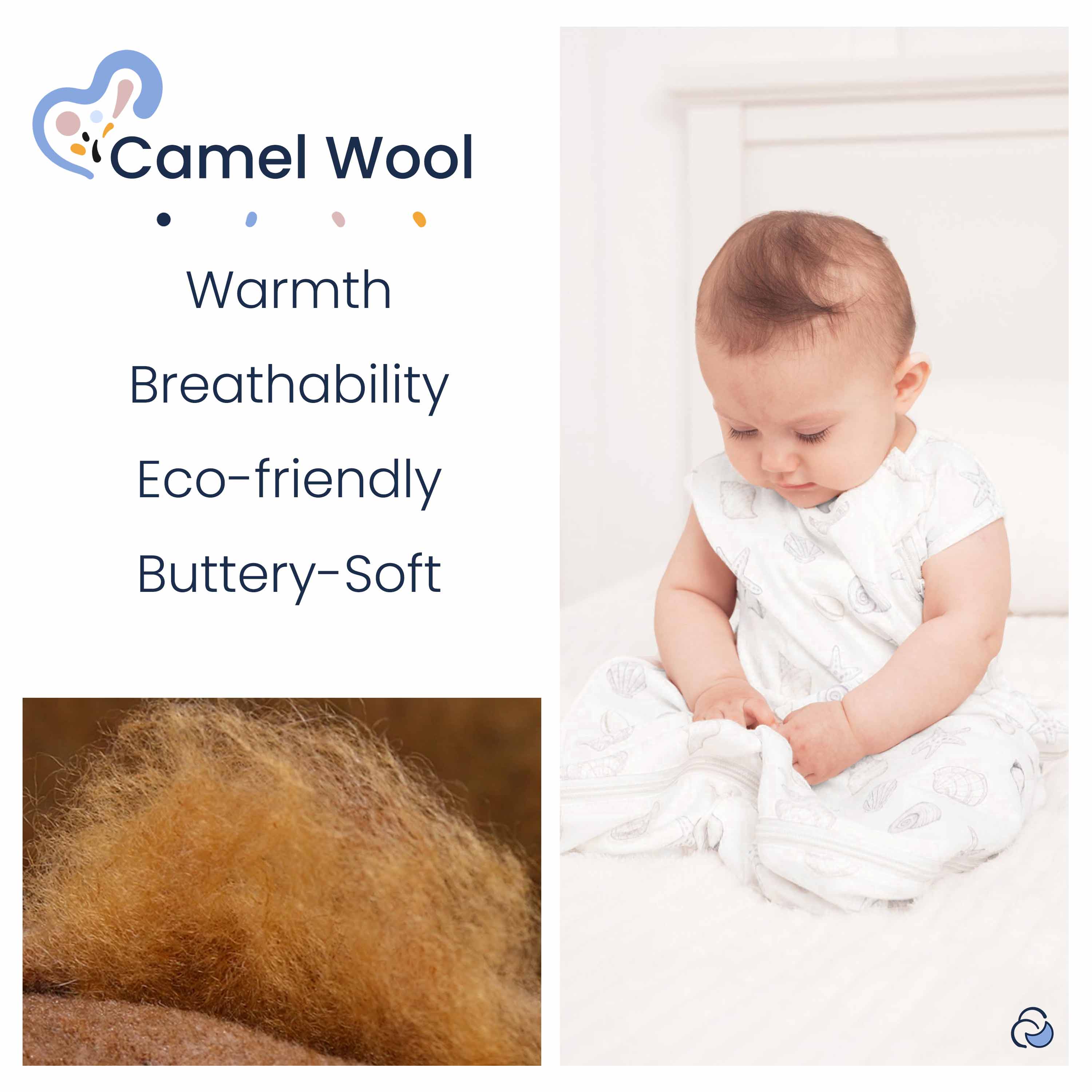 Organic Cotton & Camel Wool Sleeveless Sleep Sack 1.0 TOG - Shell