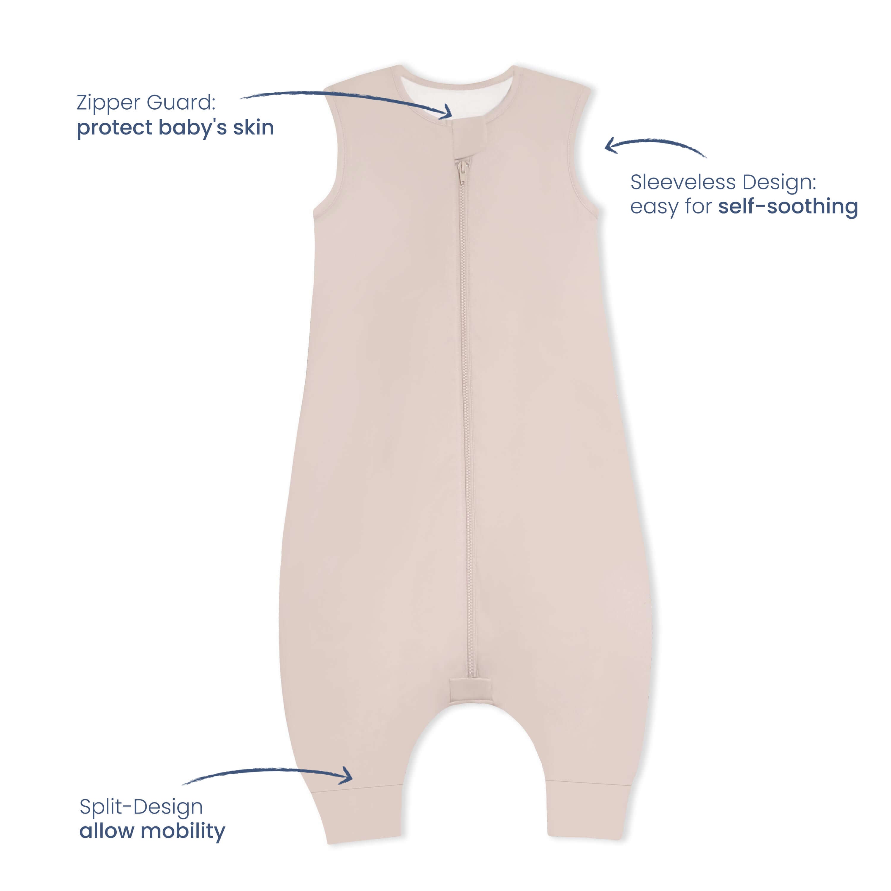 Organic Cotton & Camel Wool Sleeveless Walker Sleep Sack 1.0 TOG - Dusty Pink