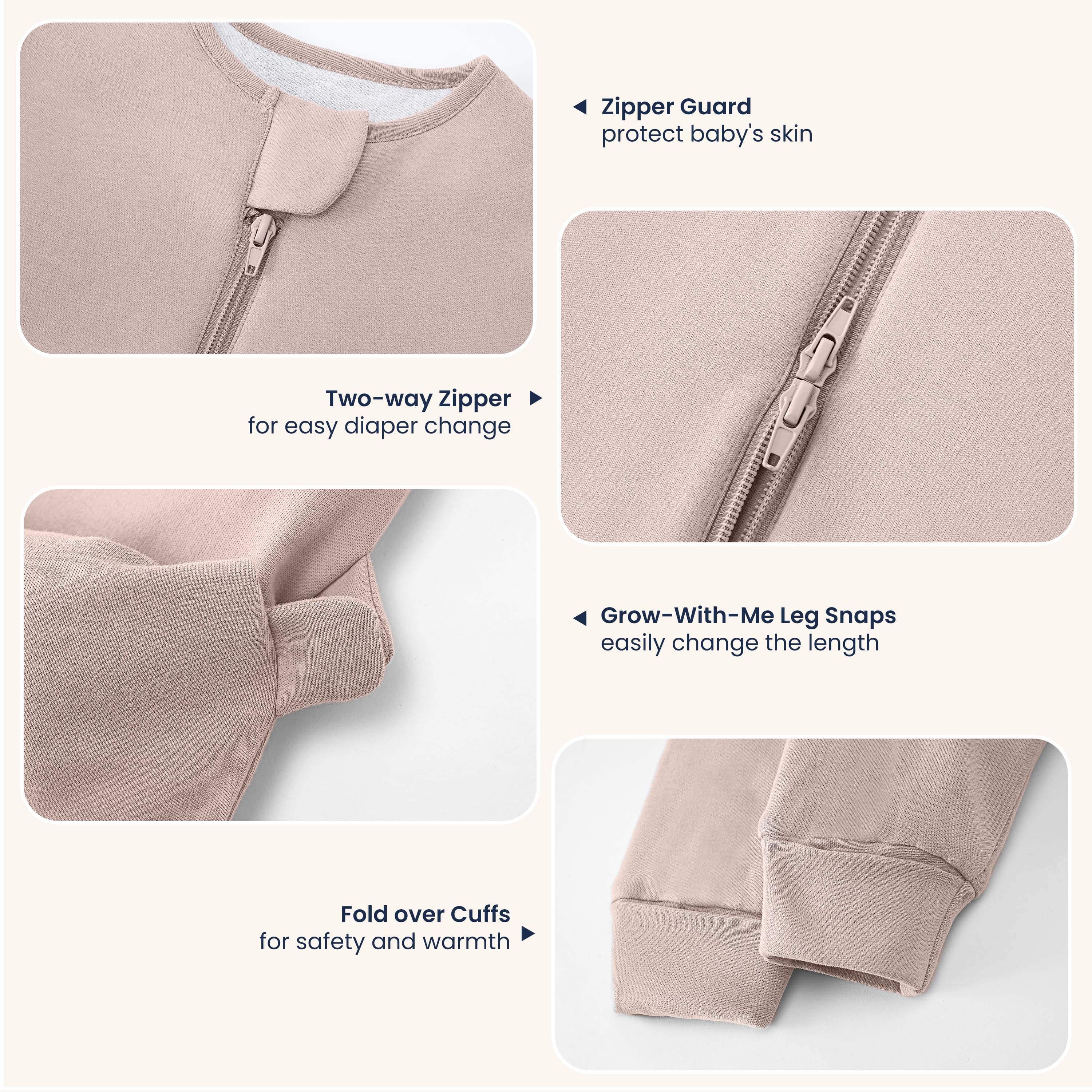 All Season Sleeveless Sleep Sack Walker 1.0 TOG - Organic Cotton & Camel Wool - Dusty Pink